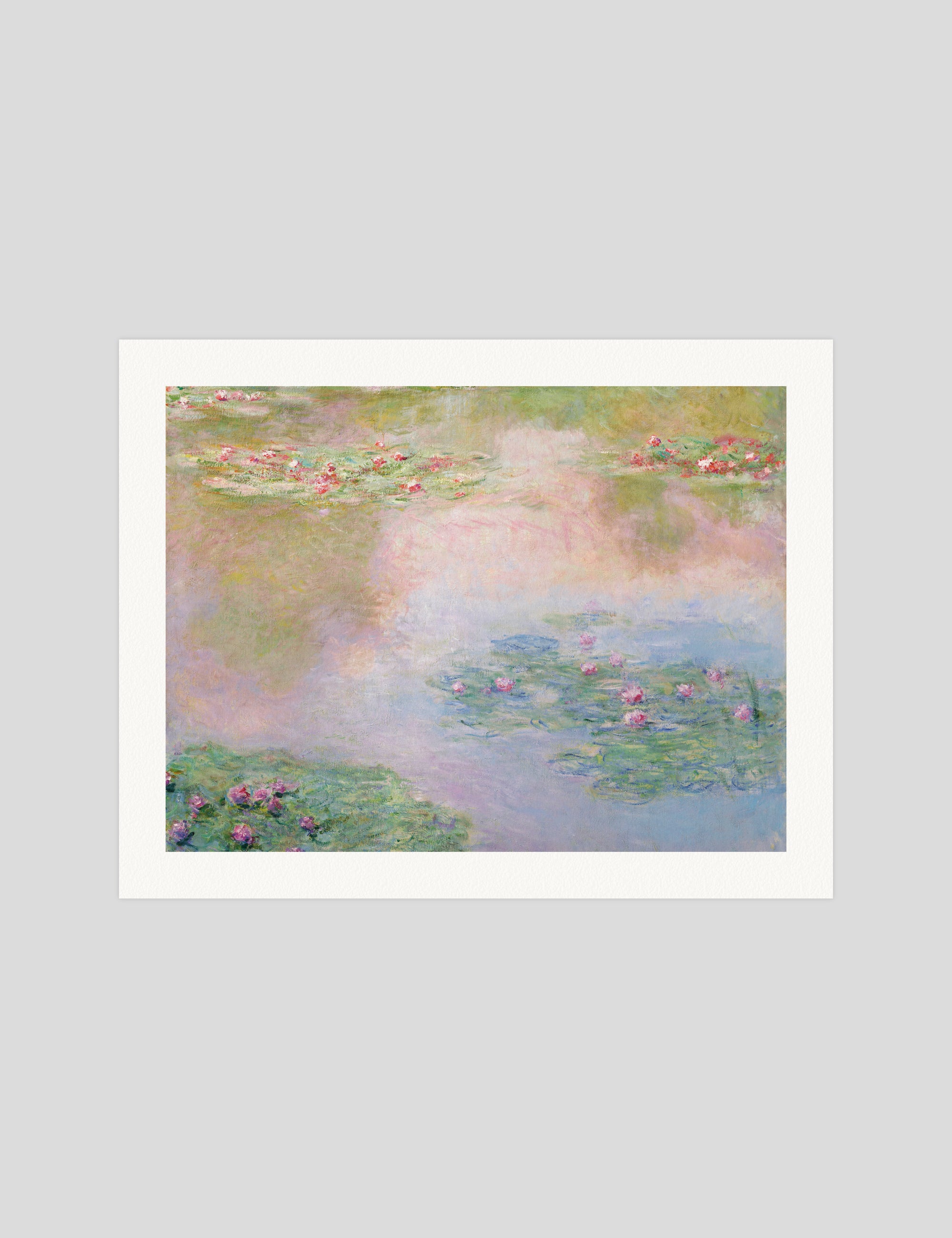 Claude Monet Water-Lilies, Setting Sun gallery quality art print produced using 100% cotton rag textured art paper and pigment based archival inks in New Zealand.