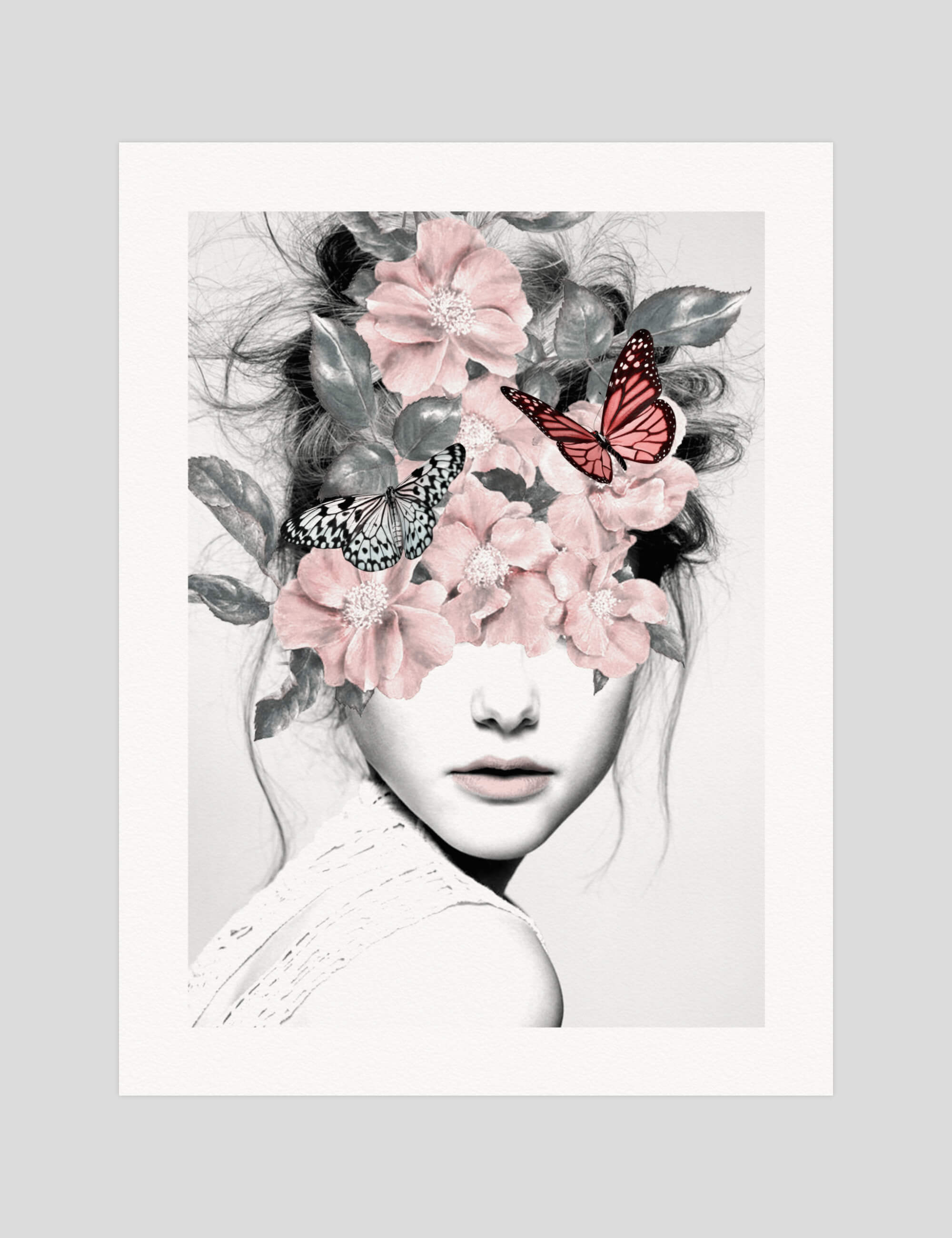 Dada22 Woman With Flowers gallery quality art print produced using 100% cotton rag textured art paper and pigment based archival inks in New Zealand.