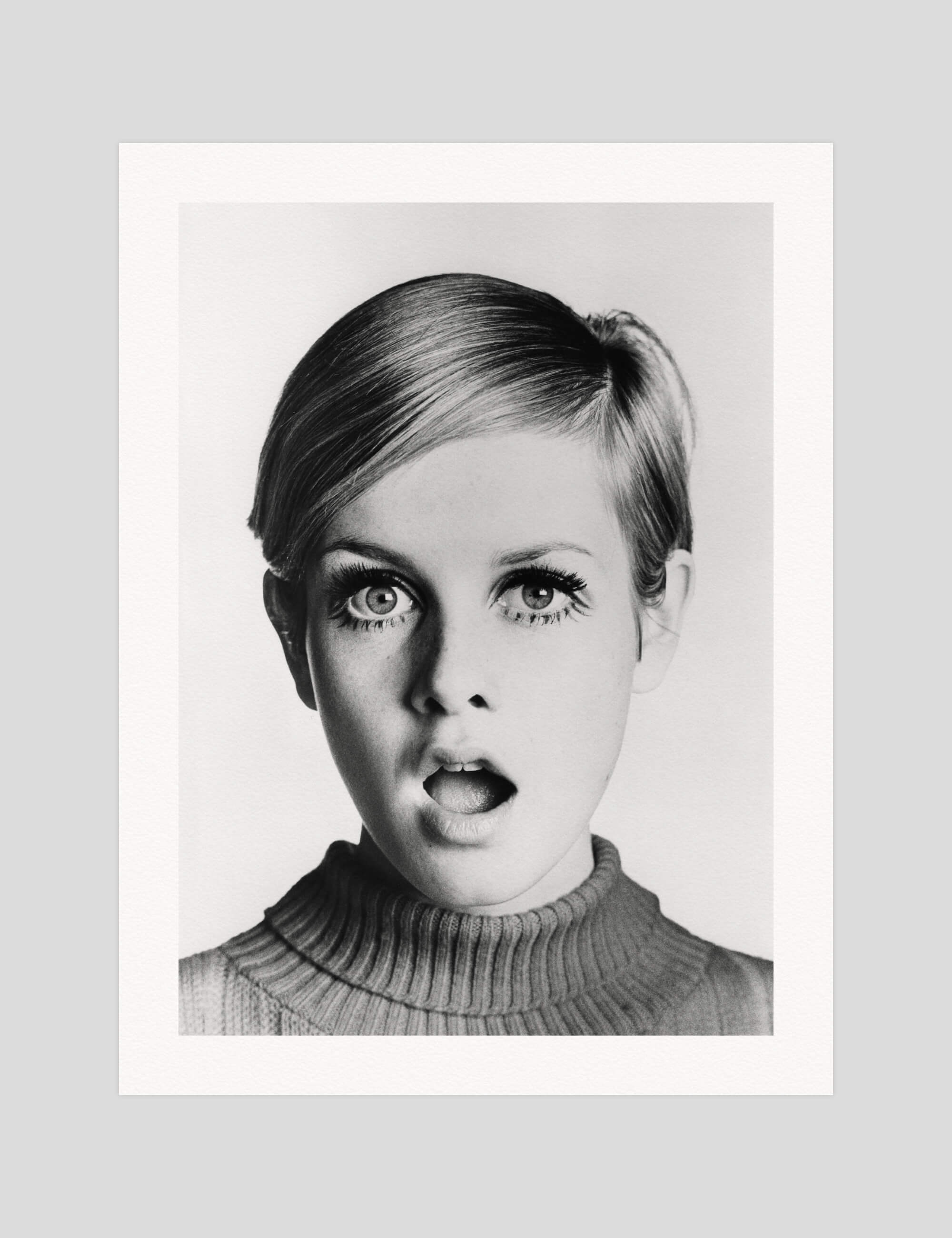 David Bailey Twiggy gallery quality art print produced using 100% cotton rag textured art paper and pigment based archival inks in New Zealand.
