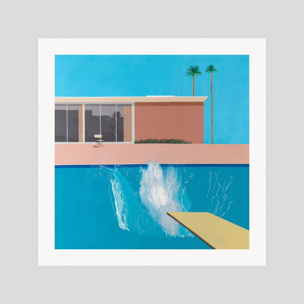 David Hockney A Bigger Splash gallery quality art print produced using 100% cotton rag textured art paper and pigment based archival inks in New Zealand. 