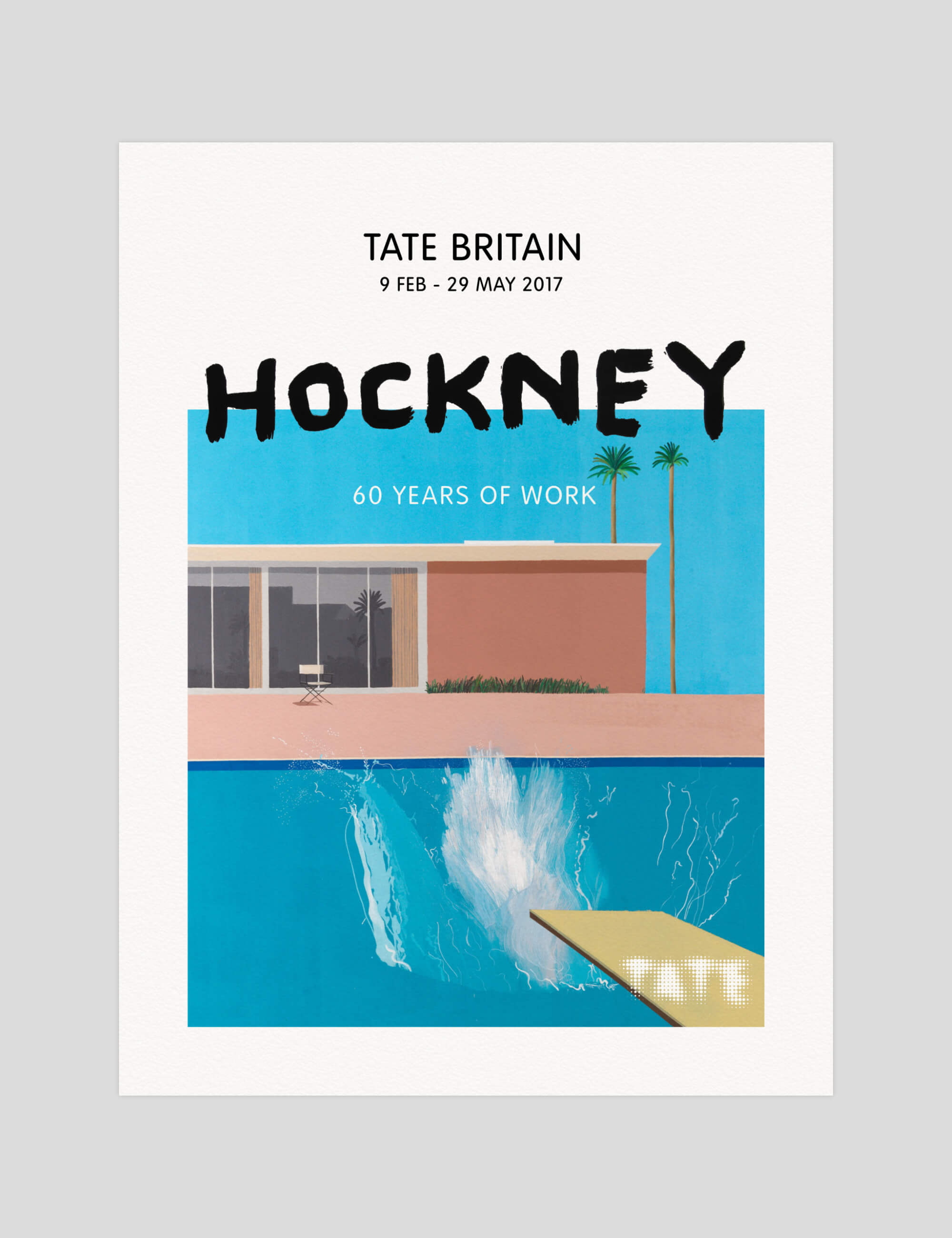 David Hockney Hockney Tate Britain A Bigger Splash gallery quality art print produced using 100% cotton rag textured art paper and pigment based archival inks in New Zealand.