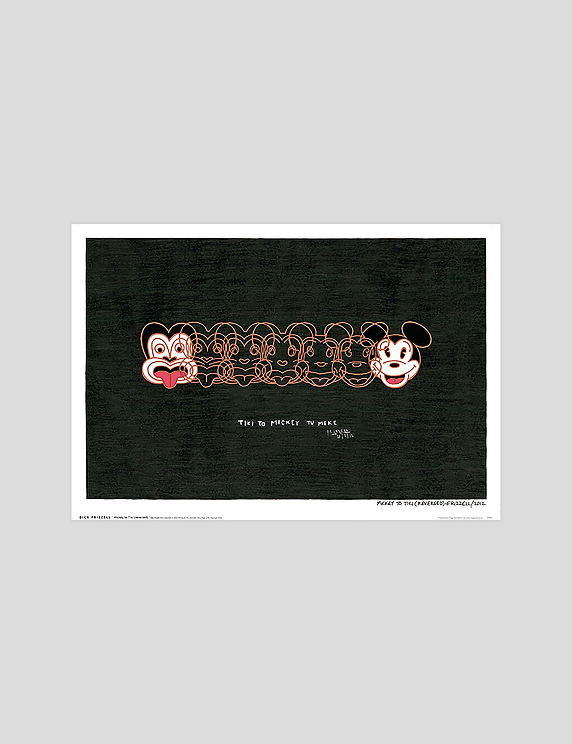Dick Frizzell Mickey To Tiki Tu Meke Reversed gallery quality art print produced using 100% cotton rag textured art paper and pigment based archival inks in New Zealand.