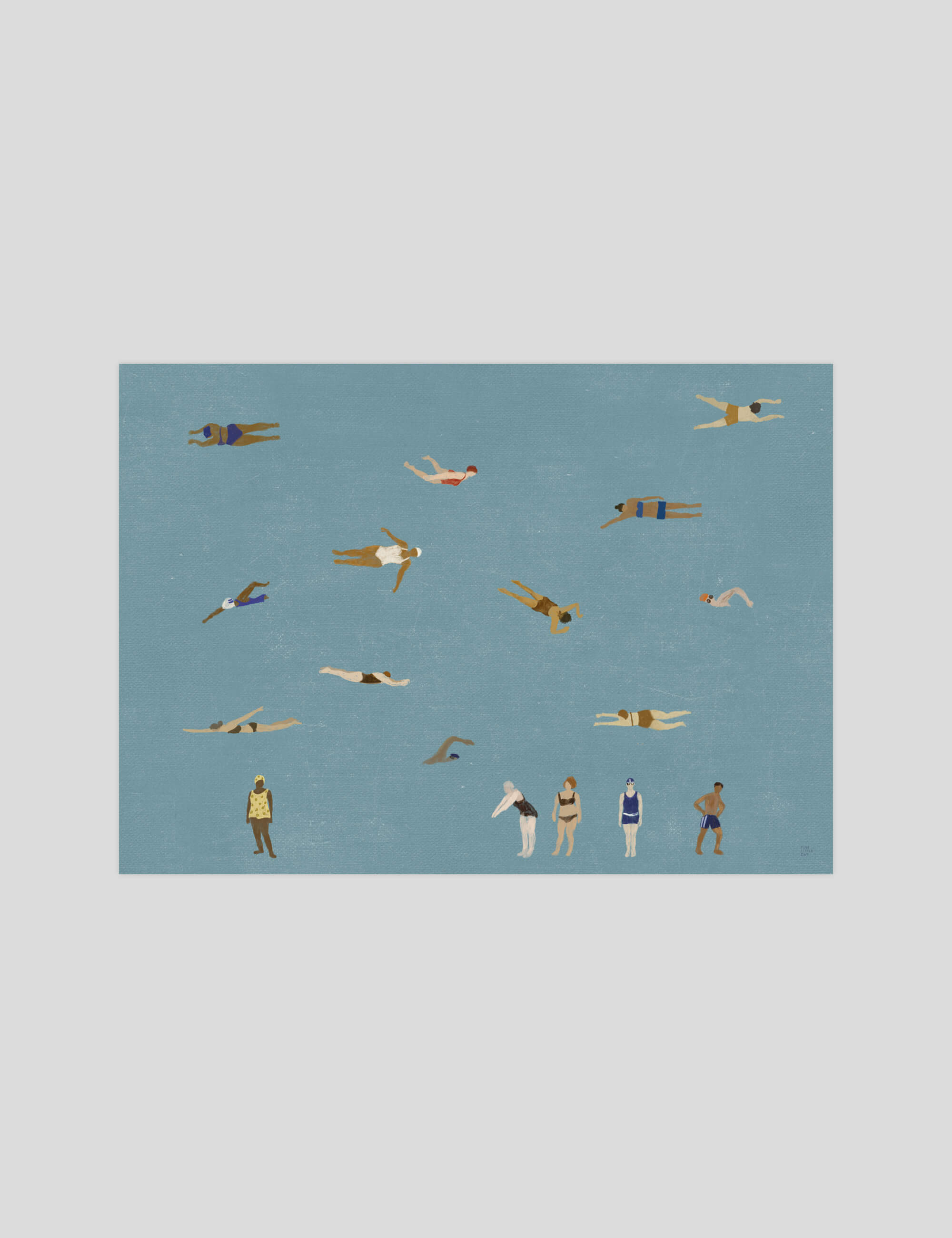 Elisabeth Dunker Swimmers gallery quality art print produced using 100% cotton rag textured art paper and pigment based archival inks in New Zealand.