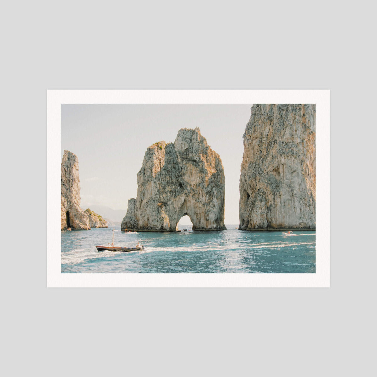Faraglioni Rock gallery quality art print produced using 100% cotton rag textured art paper and pigment based archival inks in New Zealand.