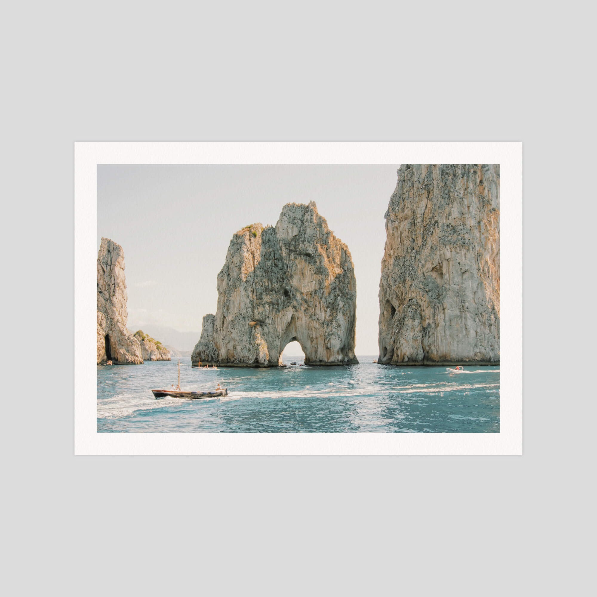 Faraglioni Rock gallery quality art print produced using 100% cotton rag textured art paper and pigment based archival inks in New Zealand.
