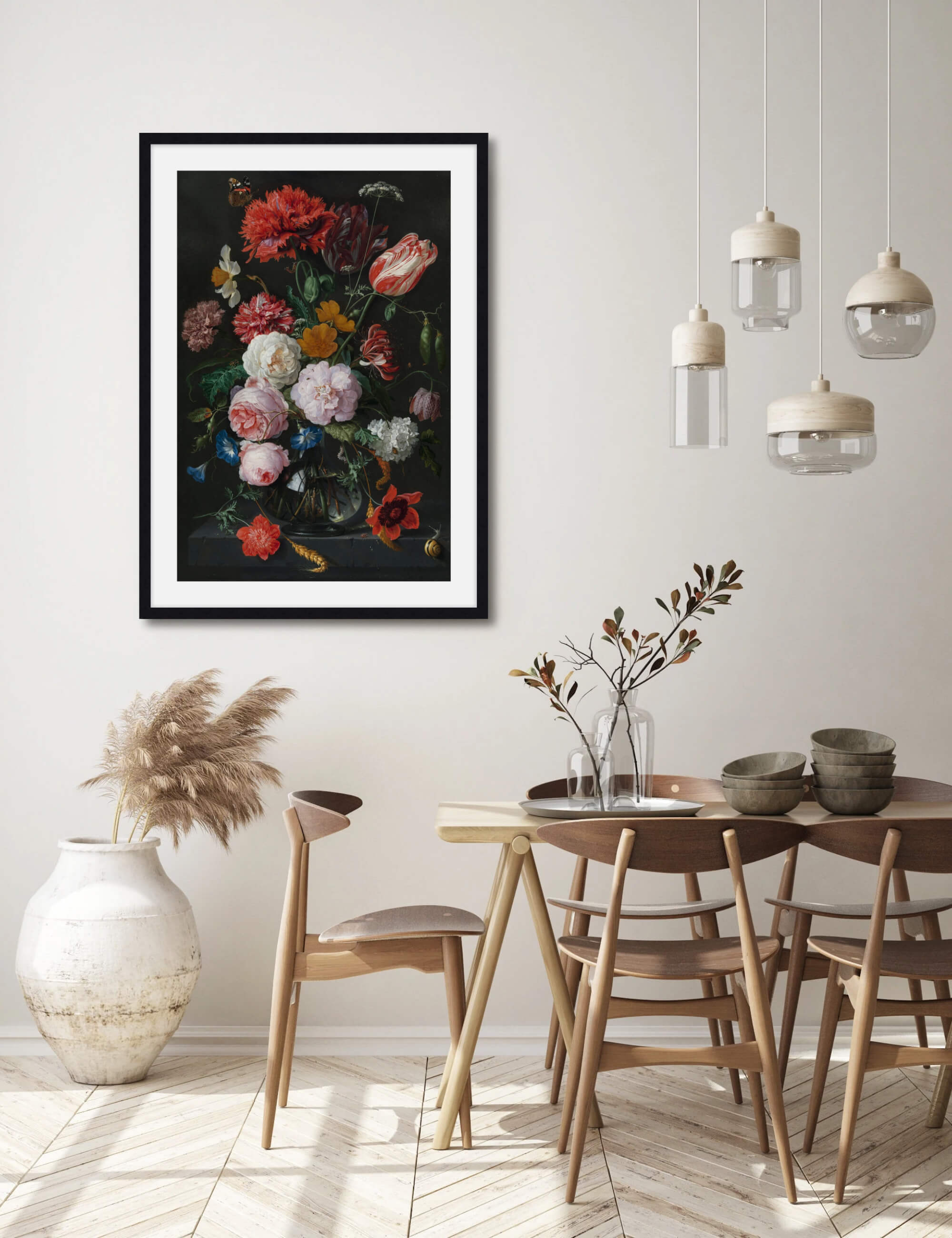 Still Life With Flowers In A Glass Vase by Jan Davidsz. de Heem Wall Art for Dinning Room