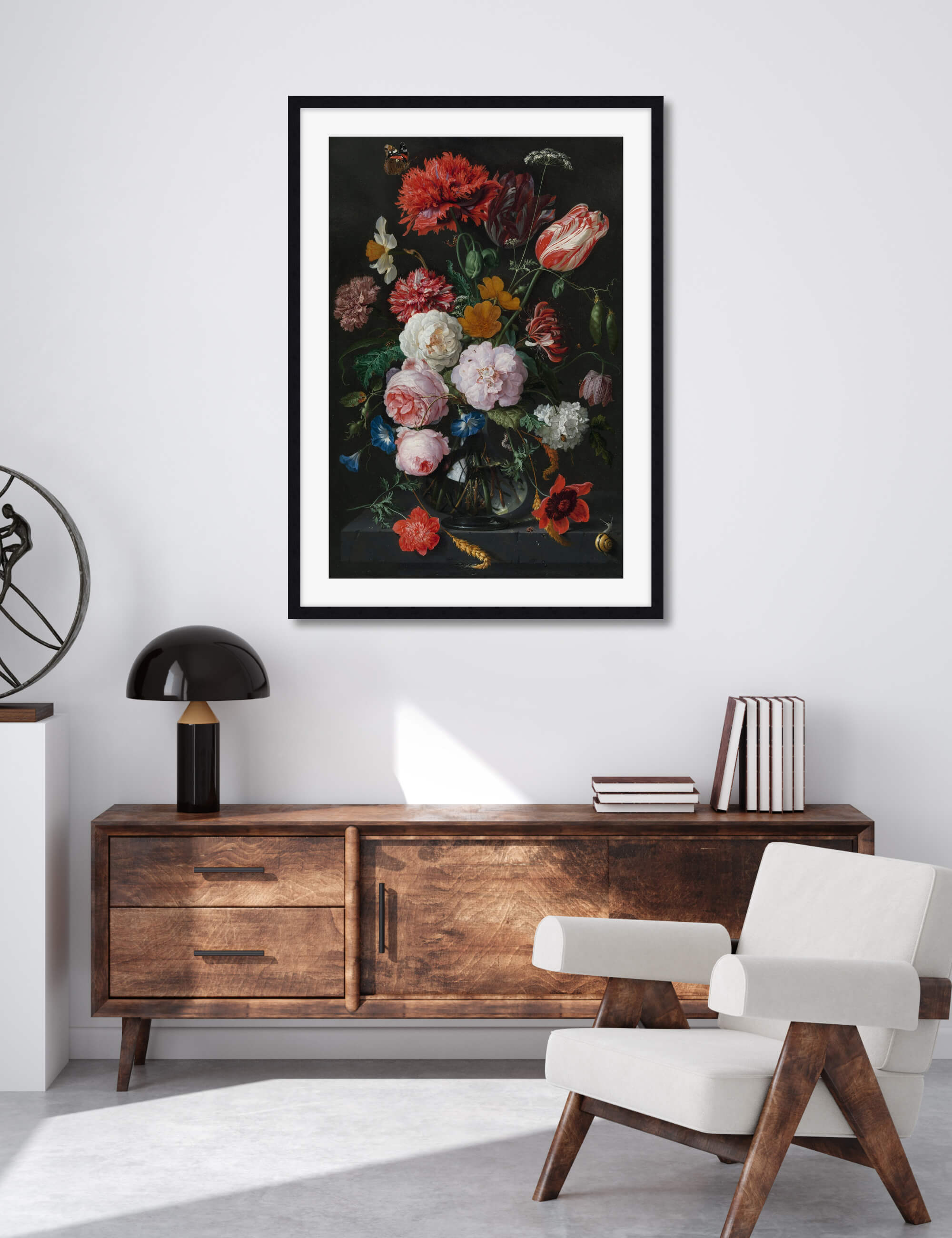 Still Life With Flowers In A Glass Vase by Jan Davidsz. de Heem Wall Art for Living Room