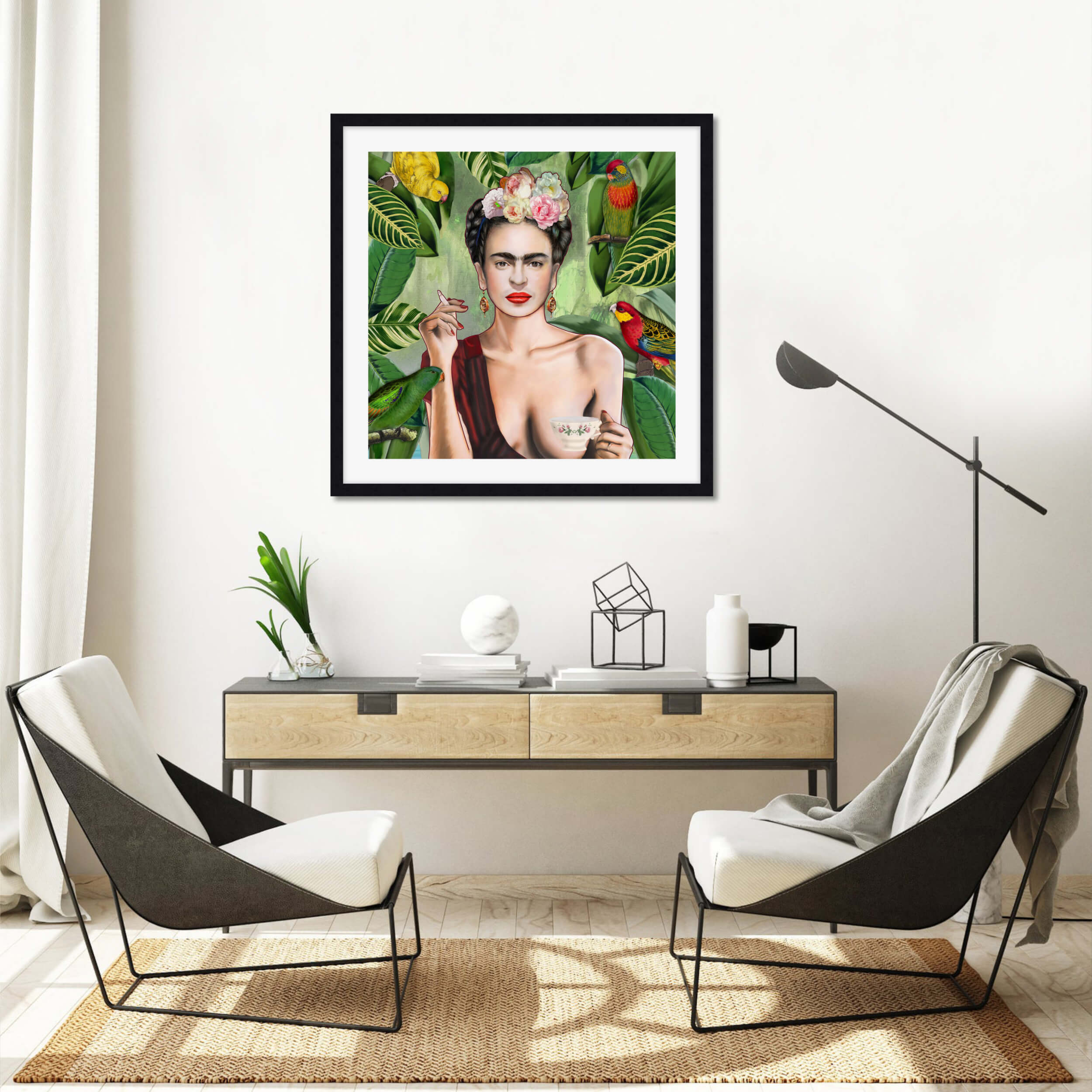 Frida Con Amigos by popular Nettsch Art Print