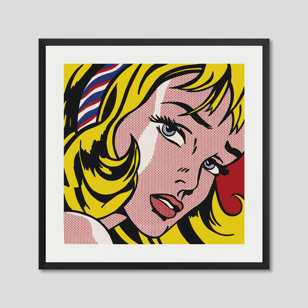 Girl With Hair Ribbon Art Print by Roy Lichtenstein | Pop Motif