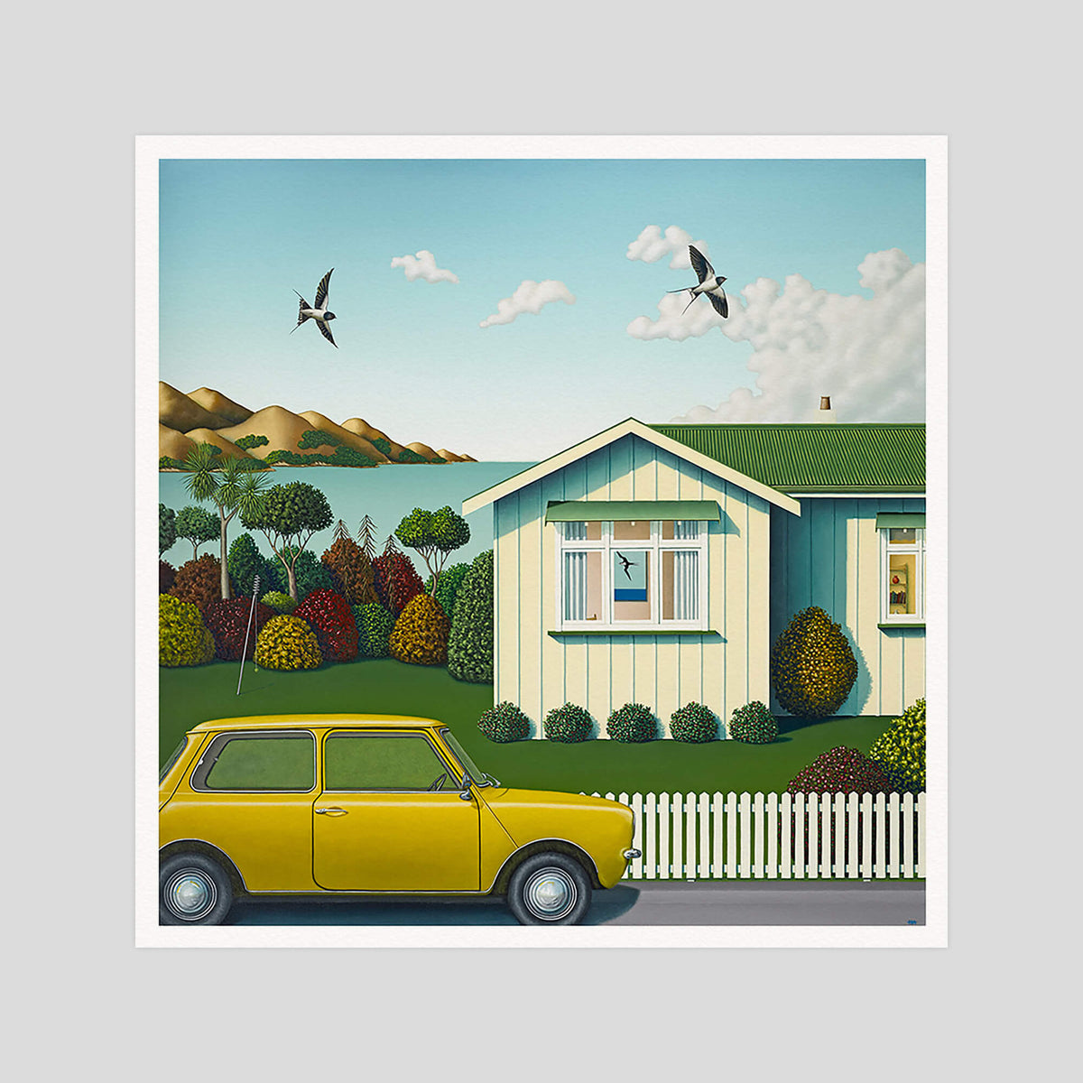 Hamish Allan 1979 Bach With Mini gallery quality art print produced using 100% cotton rag textured art paper and pigment based archival inks in New Zealand. 