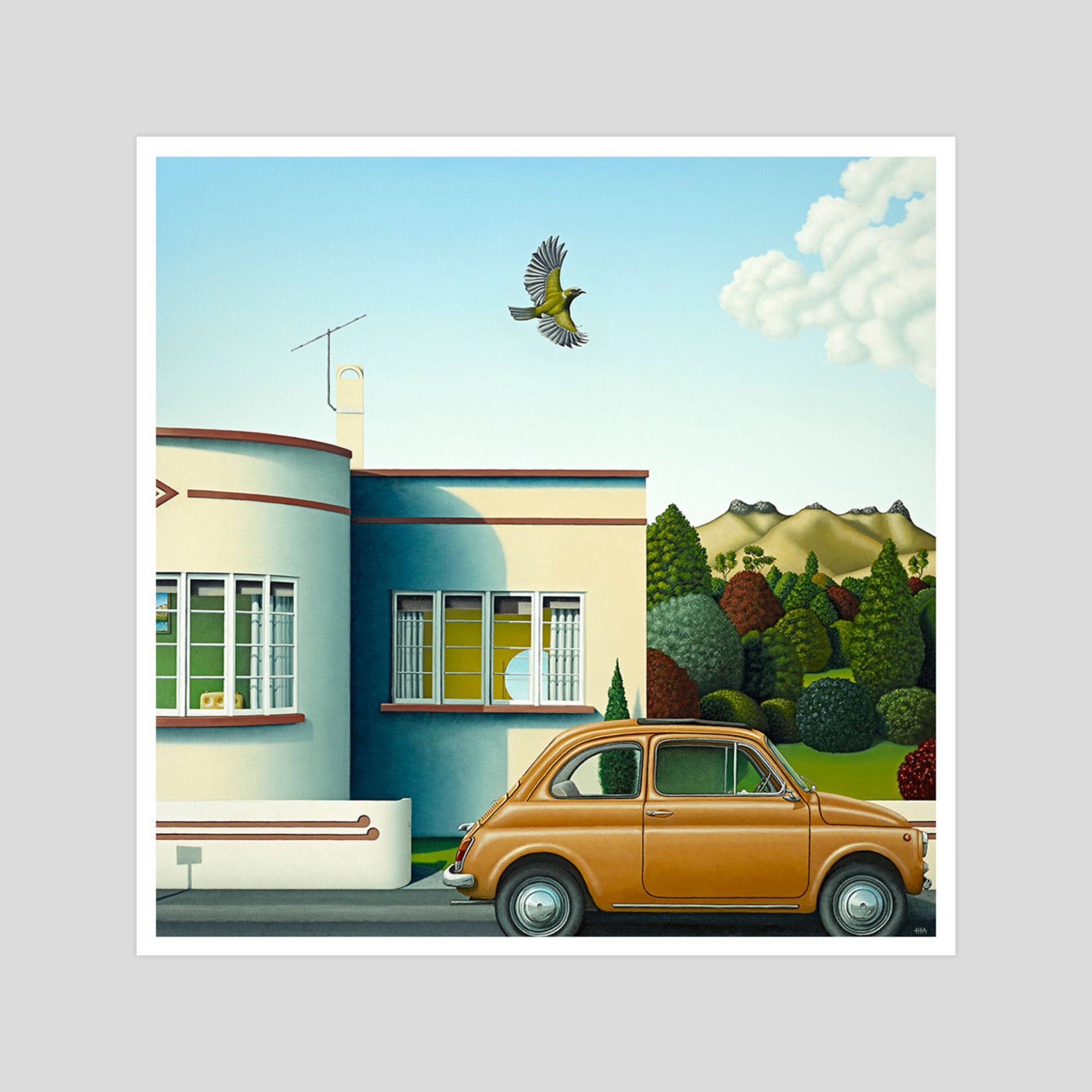 Hamish Allan Korimako gallery quality art print produced using 100% cotton rag textured art paper and pigment based archival inks in New Zealand.