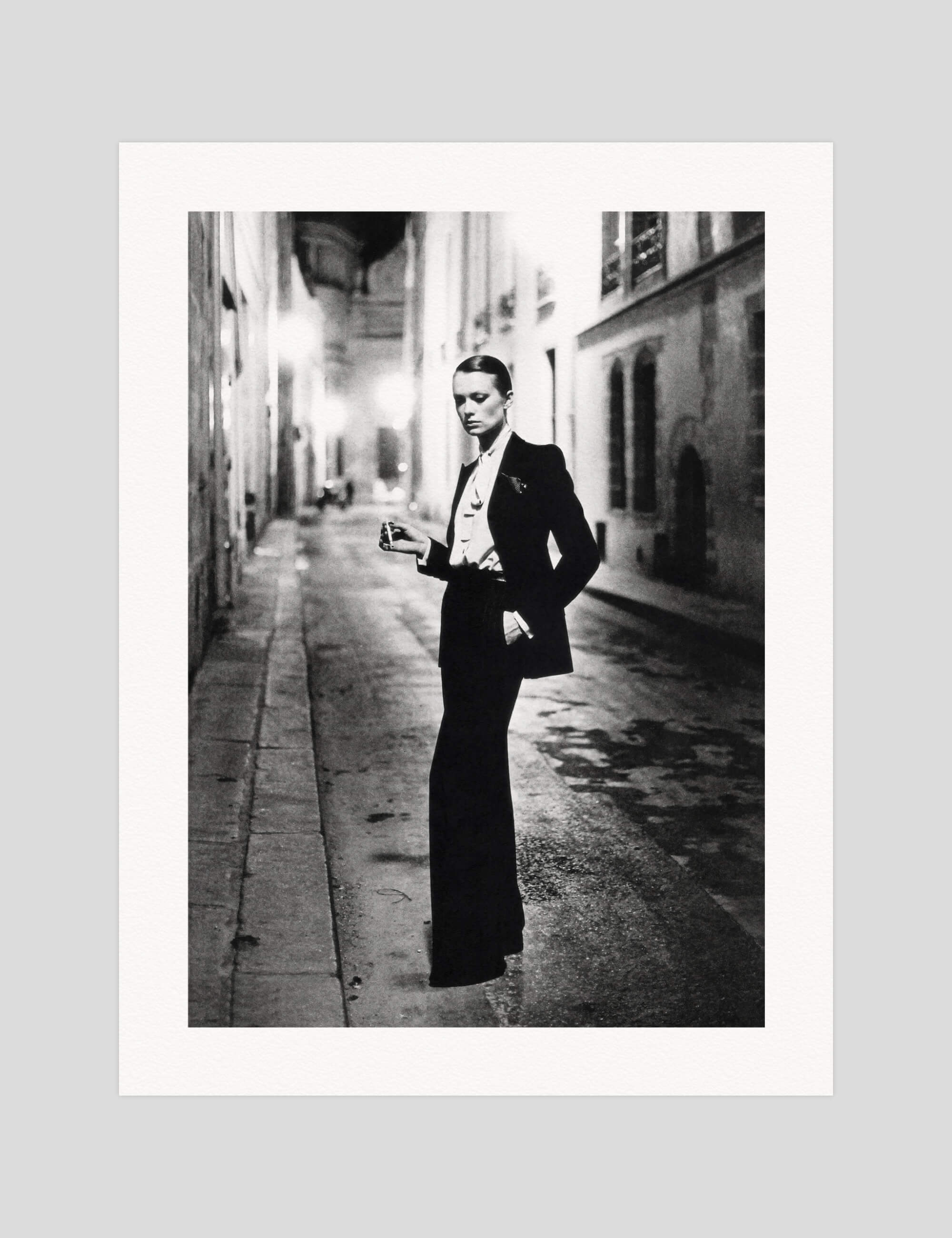 Helmut Newton Le Smoking gallery quality art print produced using 100% cotton rag textured art paper and pigment based archival inks in New Zealand.