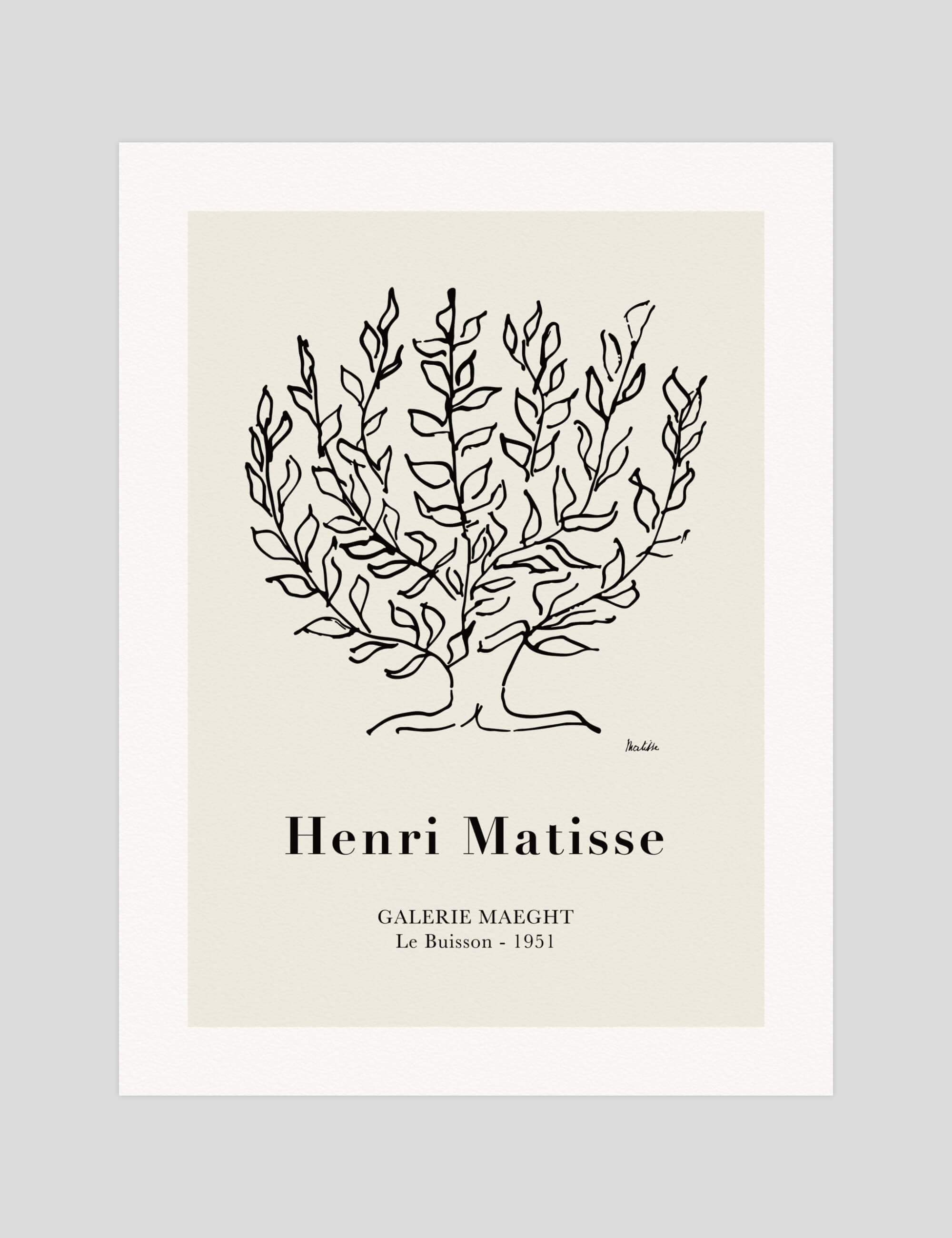 Henri Matisse Le Platane Galerie Maeght gallery quality art print produced using 100% cotton rag textured art paper and pigment based archival inks in New Zealand.
