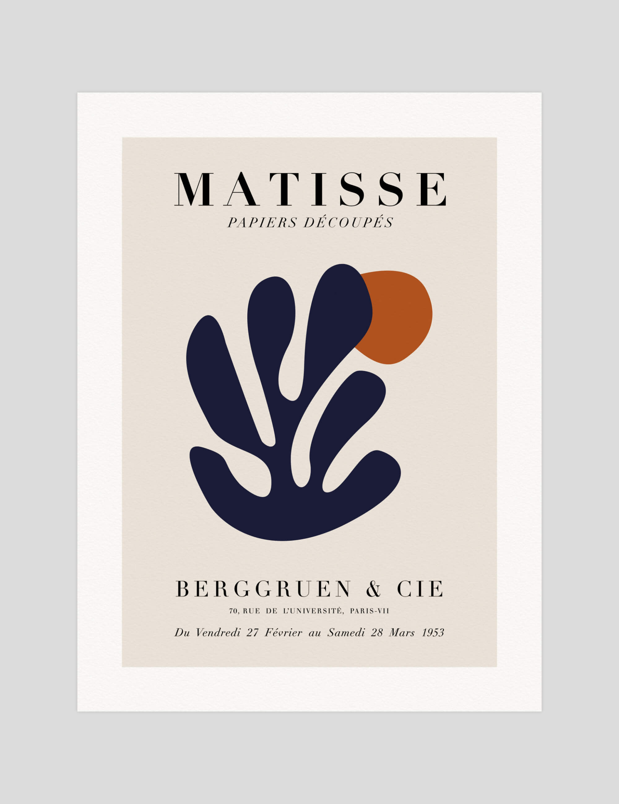 Henri Matisse Papier Découpés Blue Coral Orange Sun gallery quality art print produced using 100% cotton rag textured art paper and pigment based archival inks in New Zealand.