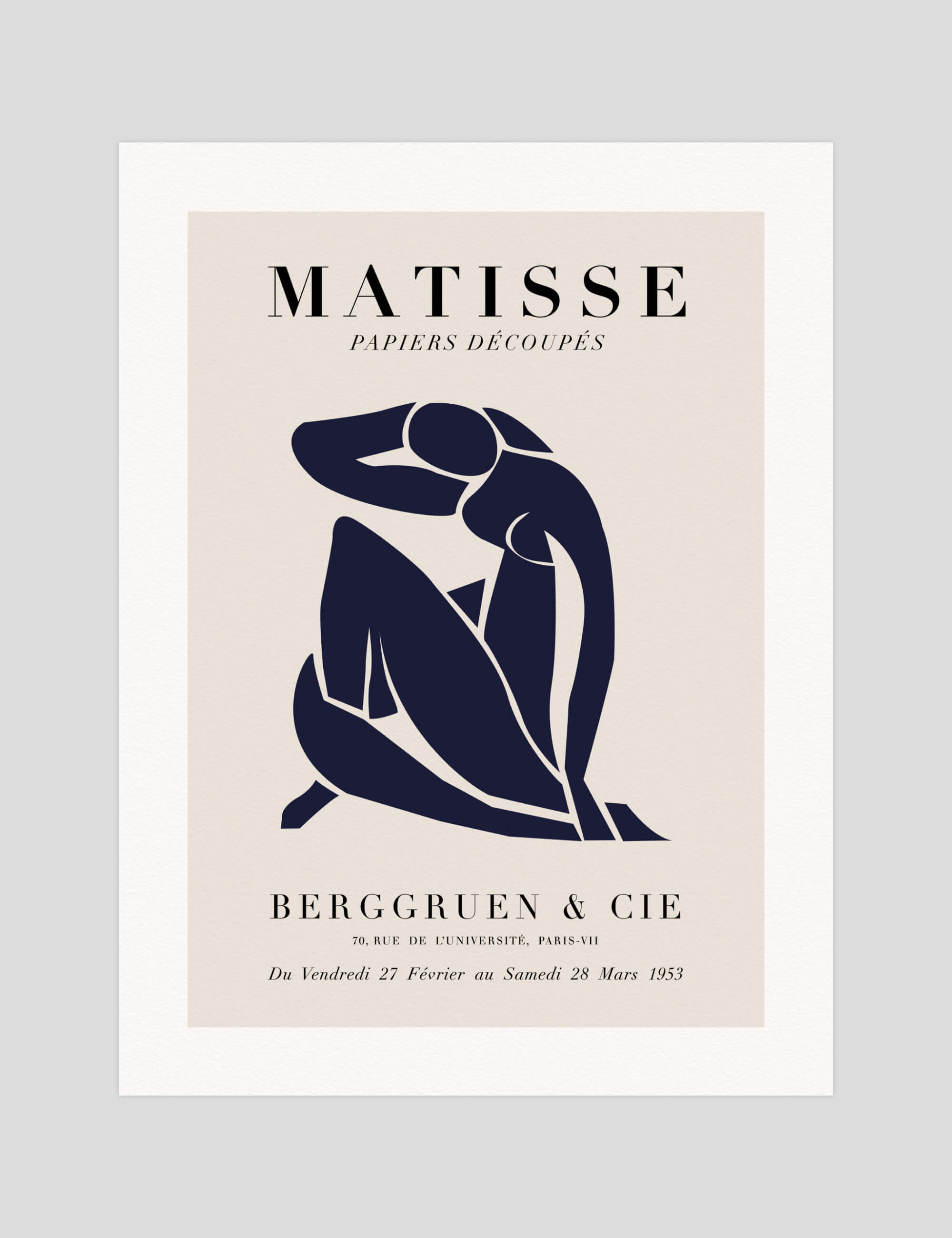 Henri Matisse Papiers Decoupes Blue Nude II gallery quality art print produced using 100% cotton rag textured art paper and pigment based archival inks in New Zealand.