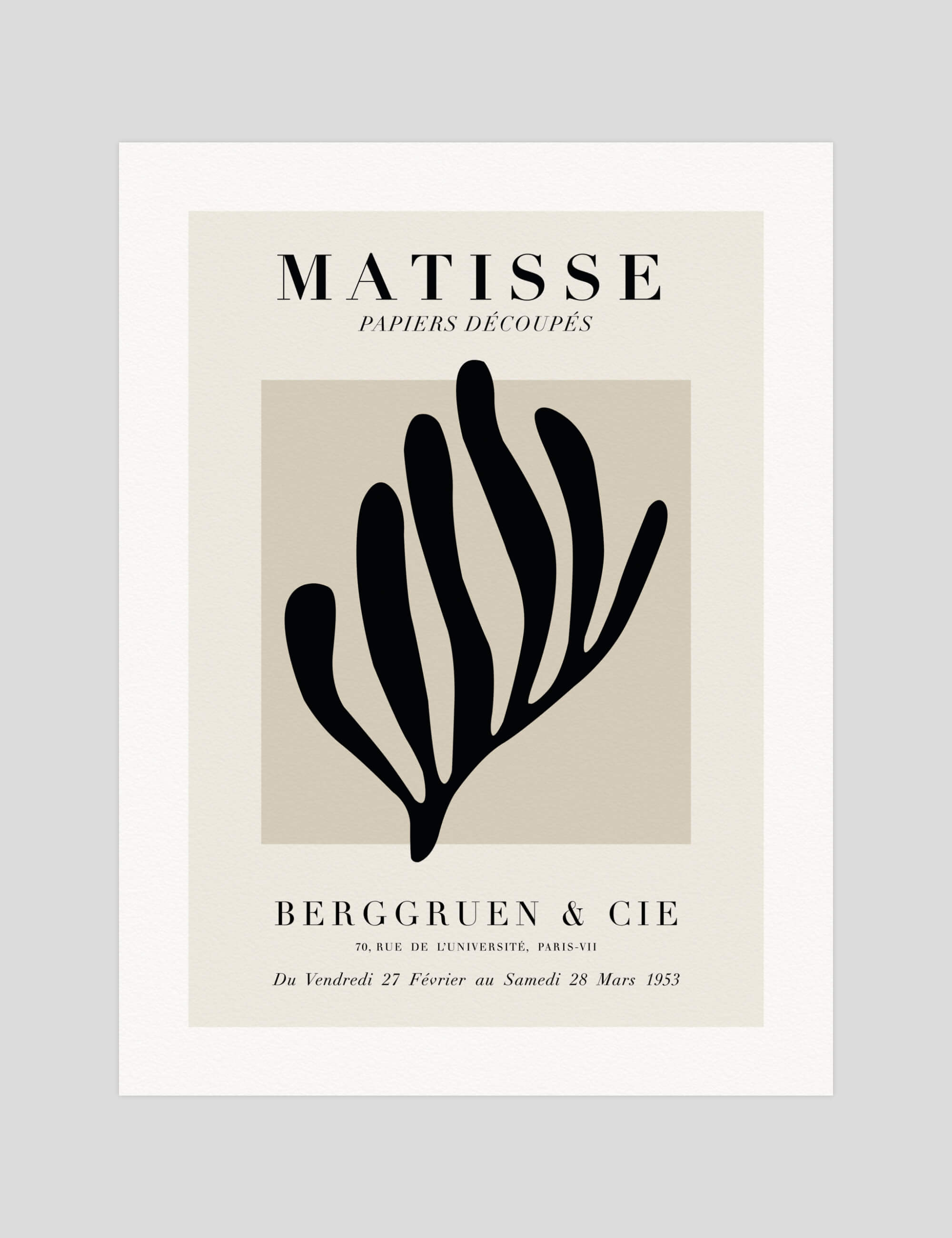 Henri Matisse Papiers Decoupes Coral Silhouette gallery quality art print produced using 100% cotton rag textured art paper and pigment based archival inks in New Zealand.