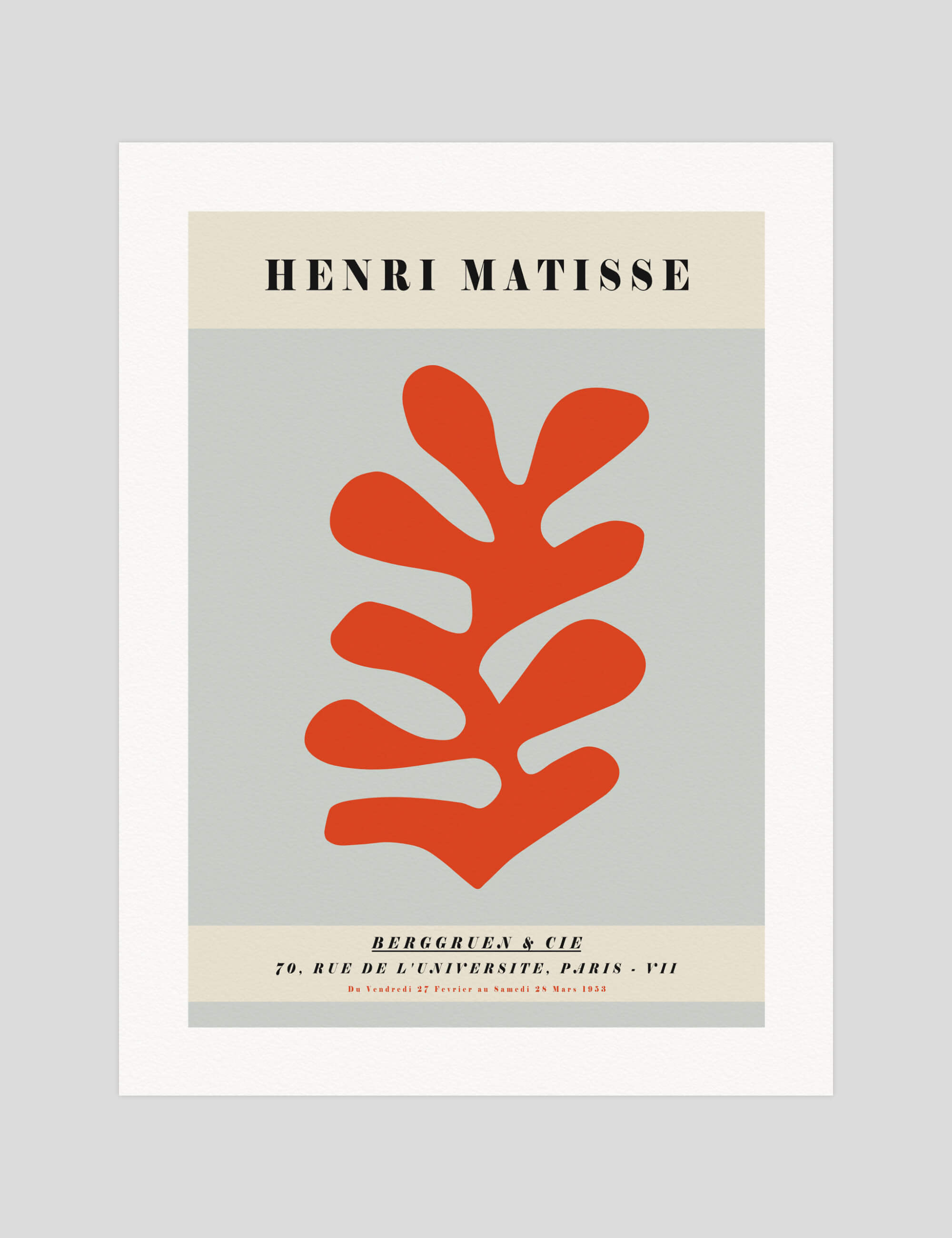 Henri Matisse Red Coral gallery quality art print produced using 100% cotton rag textured art paper and pigment based archival inks in New Zealand.