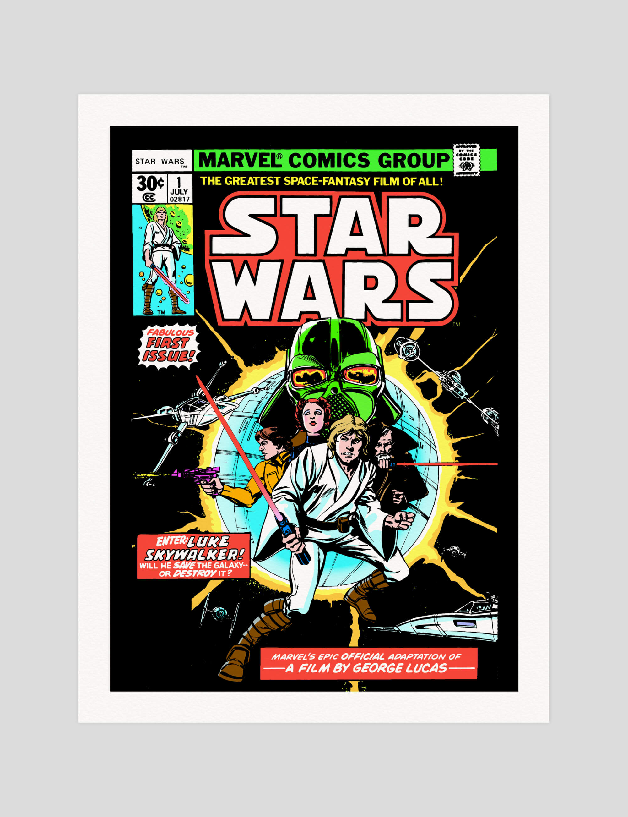 Howard Chaykin and Steve Leialoha Star Wars No.1 1977 gallery quality art print produced using 100% cotton rag textured art paper and pigment based archival inks in New Zealand.