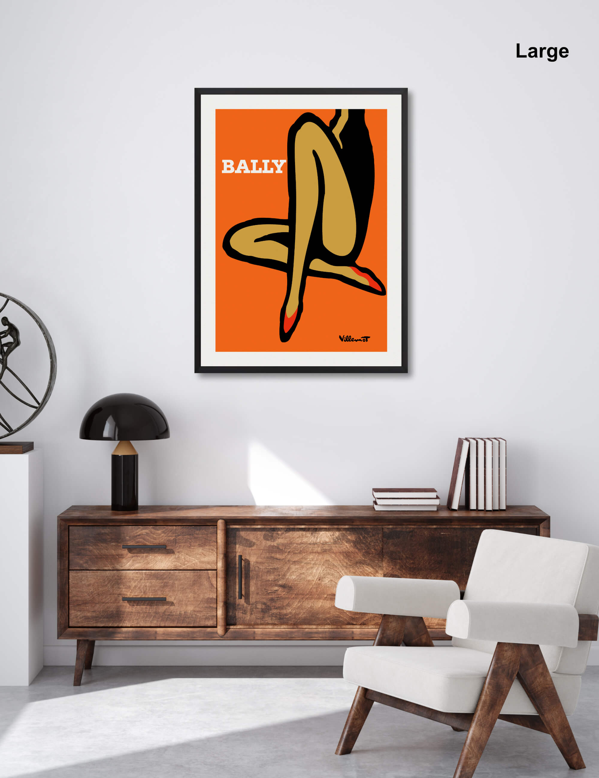 Bally Orange by Bernard Villemot Wall Art for Office