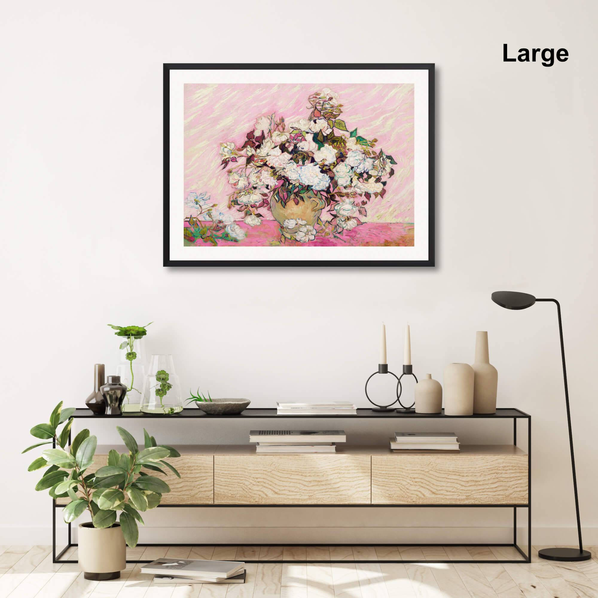 Pink Roses in a Vase by Vincent van gogh Wall Art for Living Room
