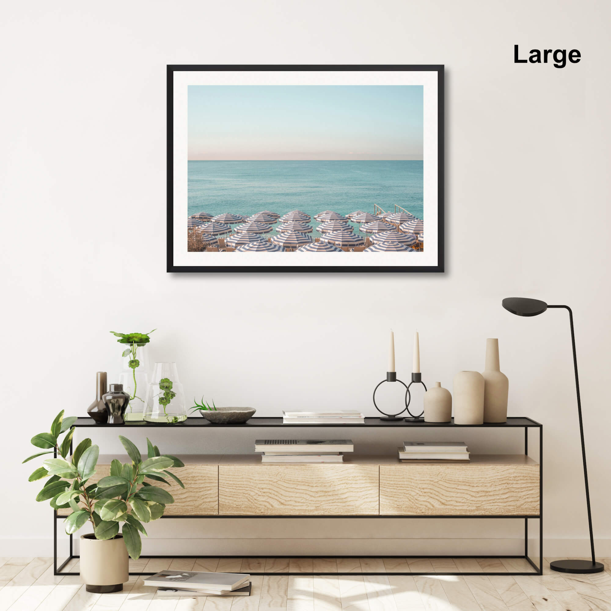 Riviera Beach Umbrellas by Grace Art Co. Wall Art for Living Room