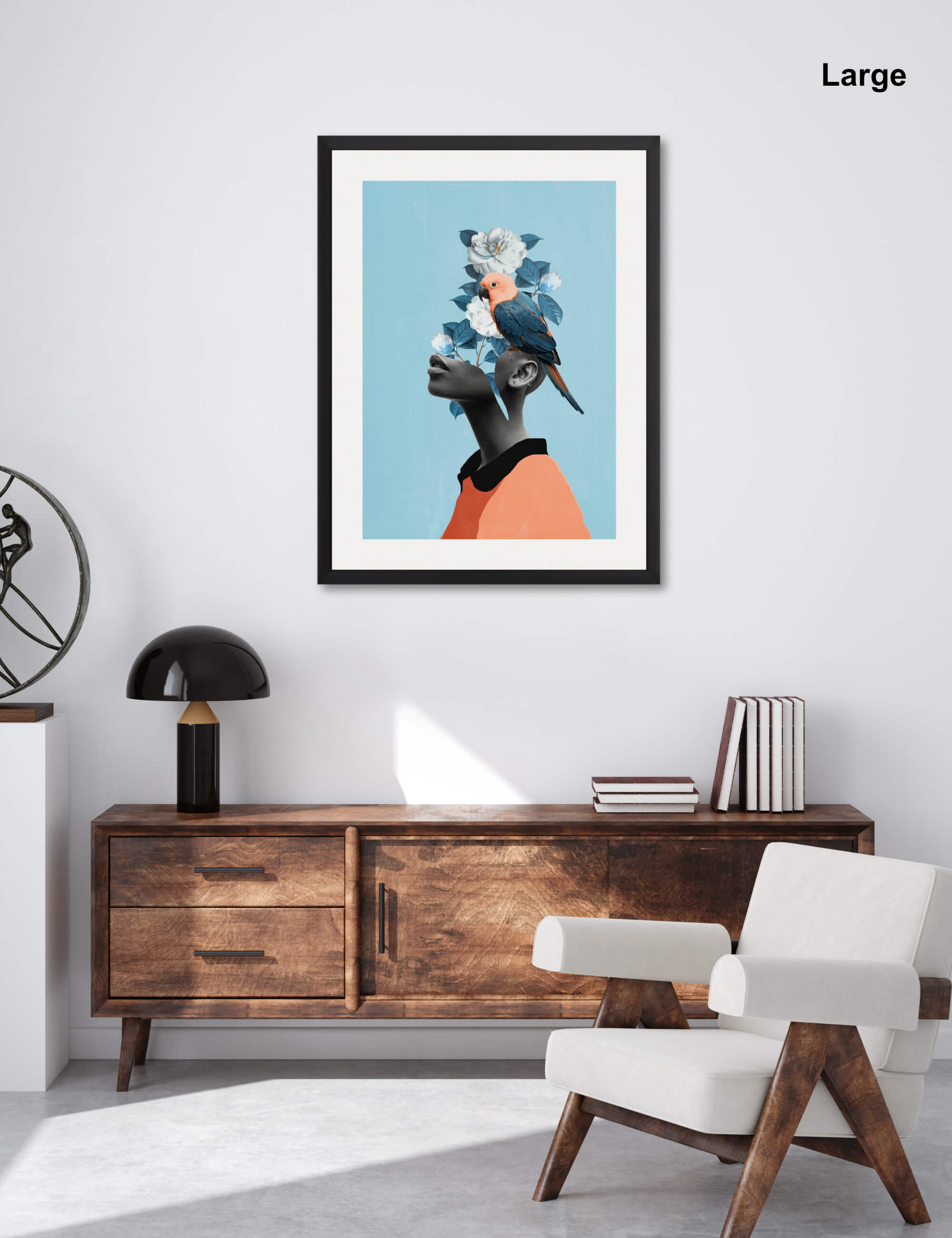 Girl With Parrot by Dada22 Wall Art for Office