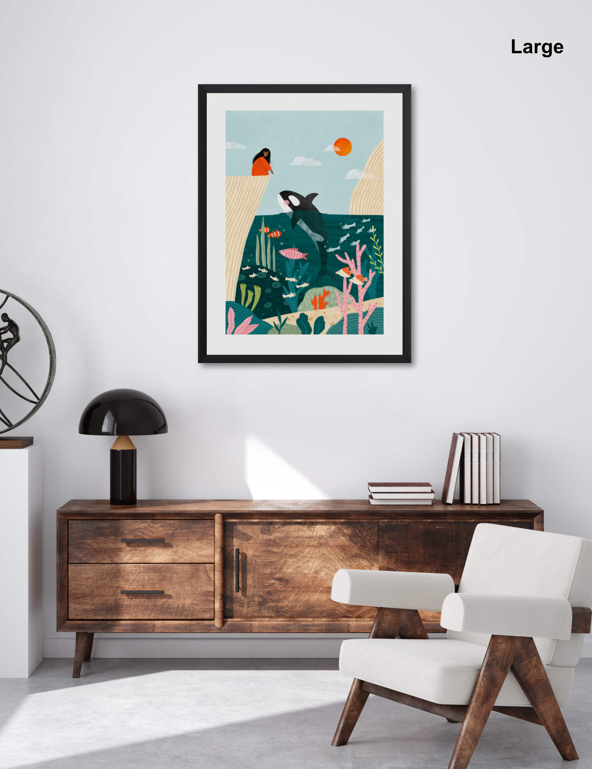 Girl & Orca by Bea Muller Wall Art for Office