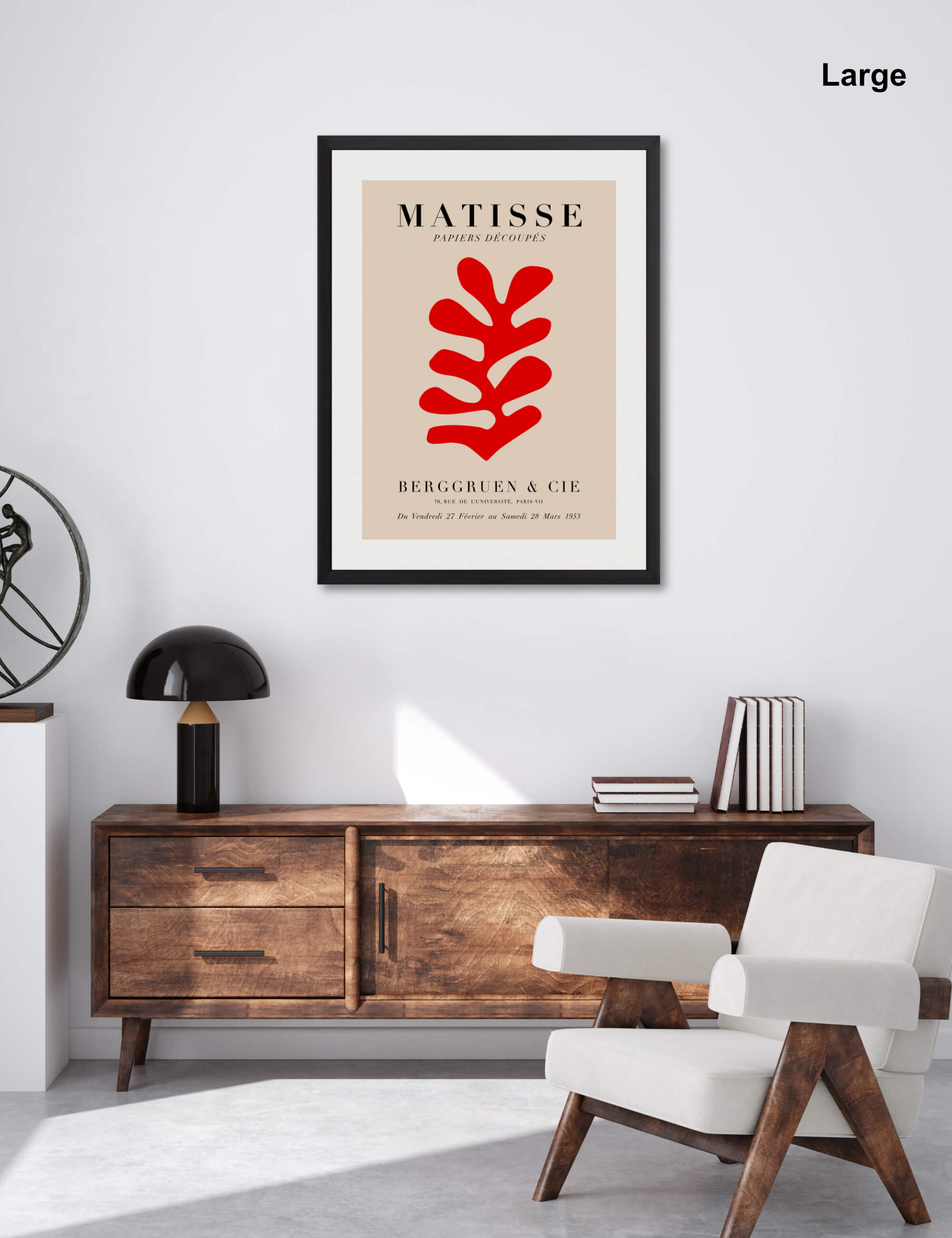 Red Coral Papiers Decoupes by Henri Matisse Wall Art for Office