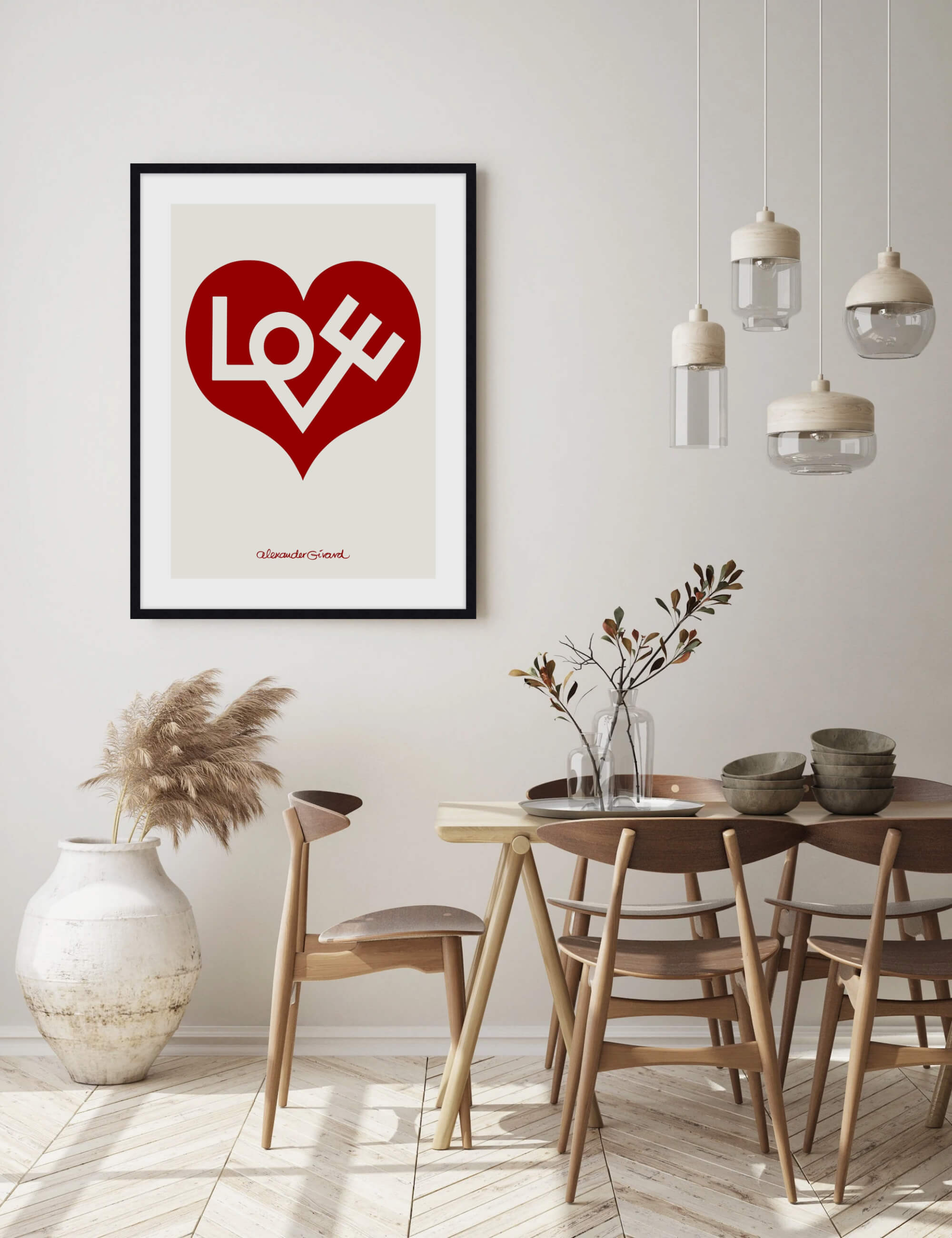 Love by Alexander Girard Wall Art for Dining Room