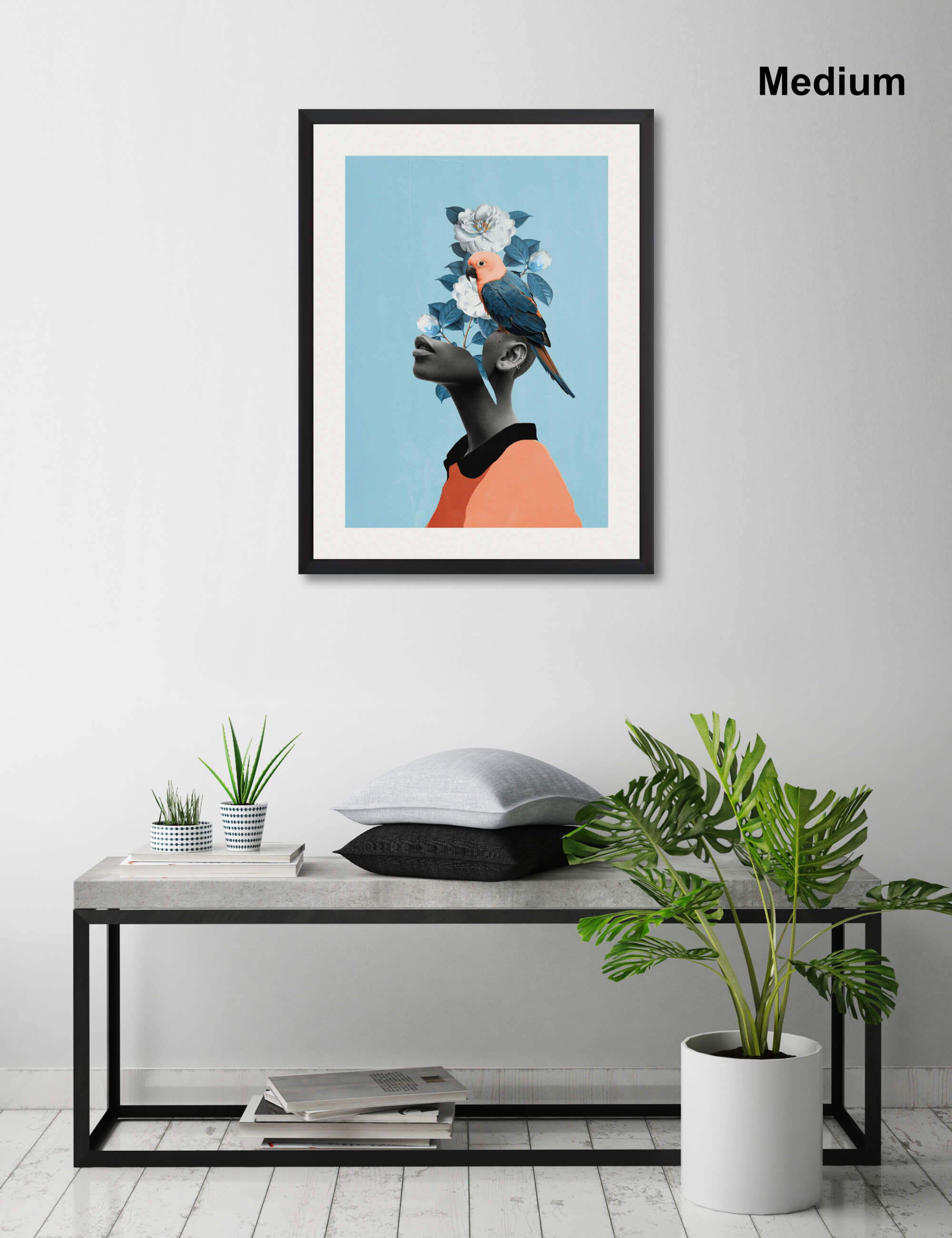 Girl With Parrot by Dada22 Wall Art for Living Room