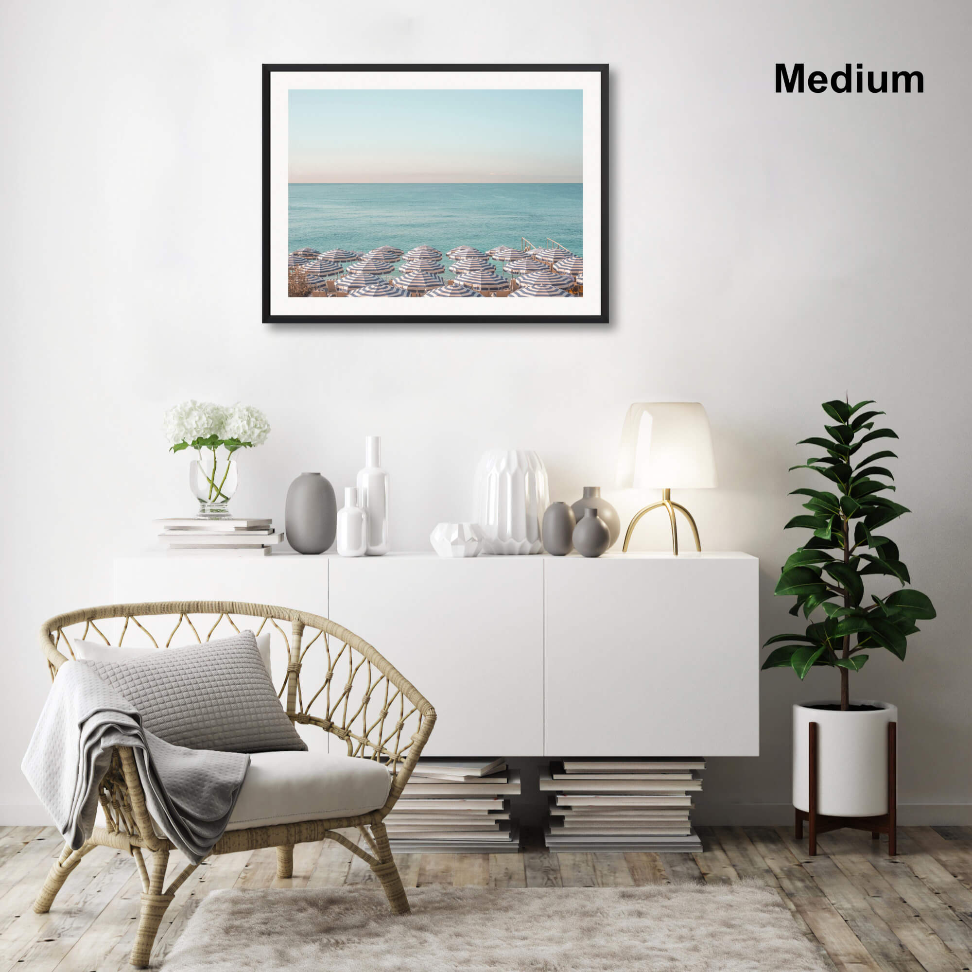 Riviera Beach Umbrellas by Grace Art Co. Wall Art for Living Room