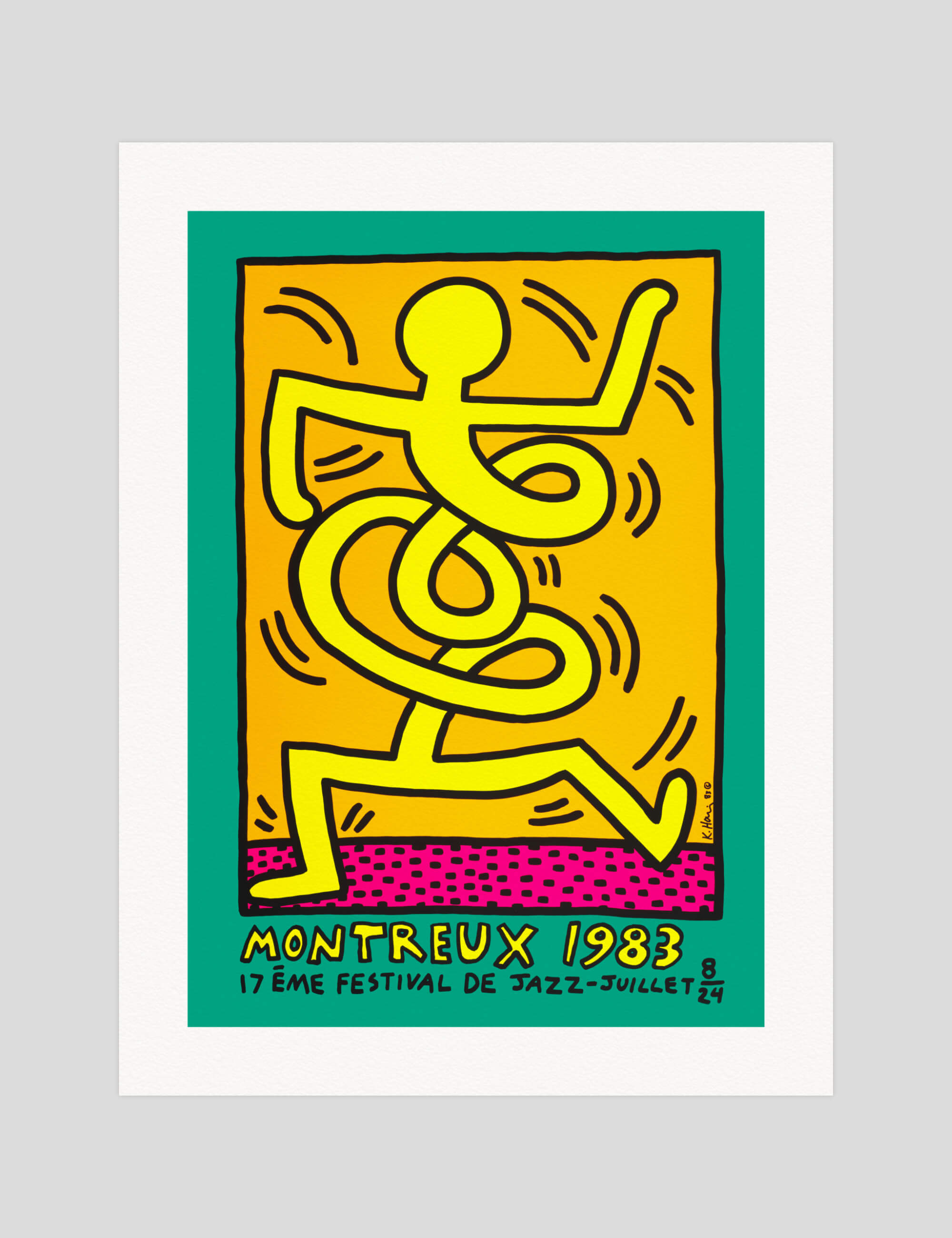 Keith Haring Montreux 1983 gallery quality art print produced using 100% cotton rag textured art paper and pigment based archival inks in New Zealand.