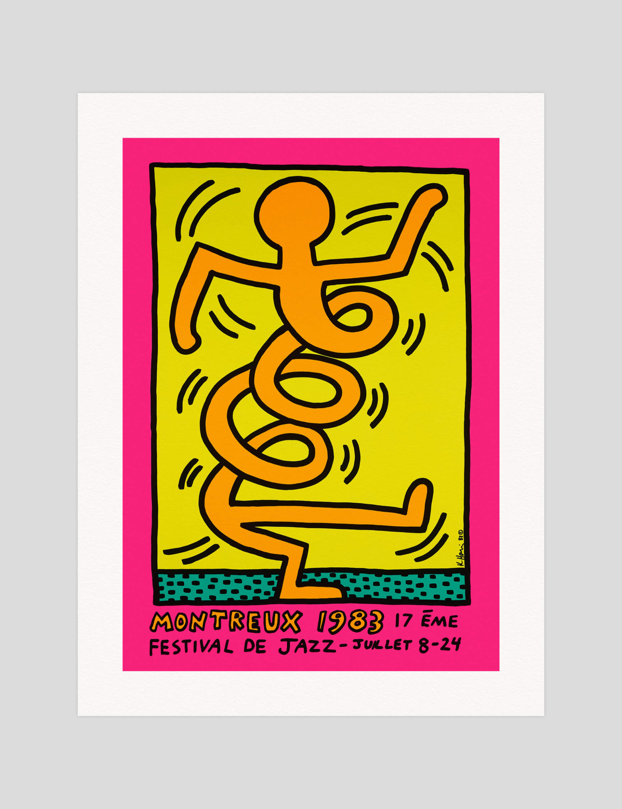Keith Haring Montreux 1983 gallery quality art print produced using 100% cotton rag textured art paper and pigment based archival inks in New Zealand.