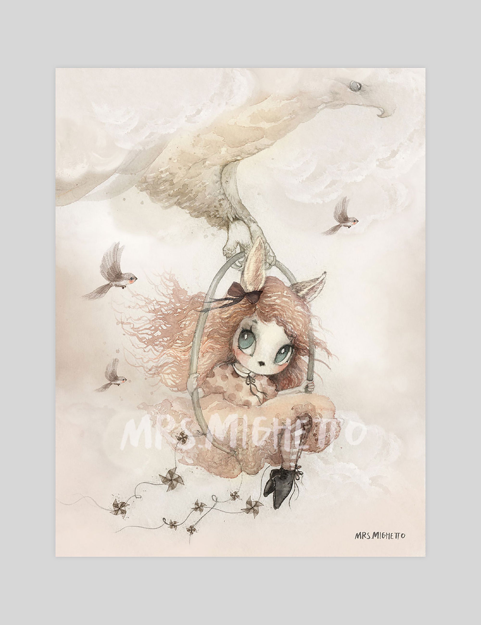 Mrs Mighetto Miss Annie gallery quality art print produced using 100% cotton rag textured art paper and pigment based archival inks in New Zealand.