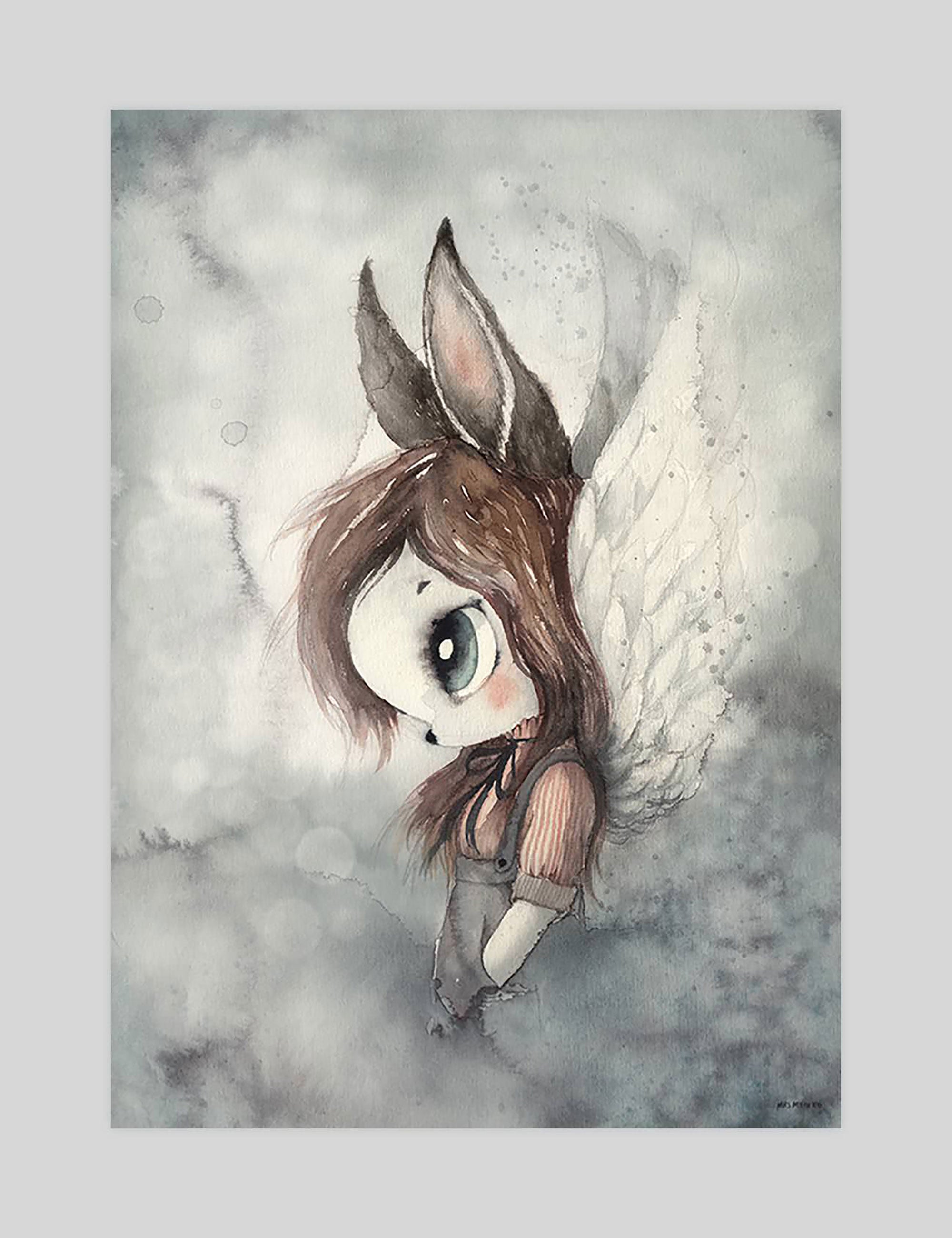 Mrs Mighetto Miss Bella gallery quality art print produced using 100% cotton rag textured art paper and pigment based archival inks in New Zealand.