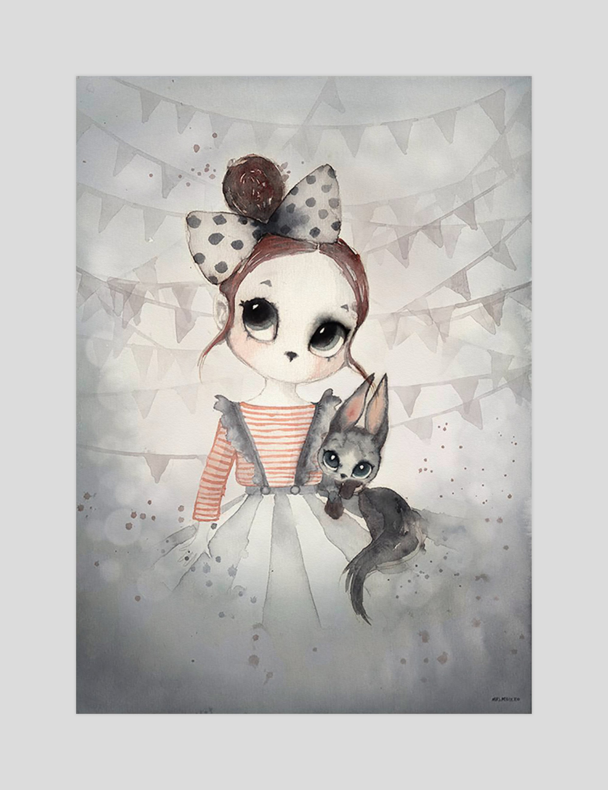 Mrs Mighetto Miss Emma gallery quality art print produced using 100% cotton rag textured art paper and pigment based archival inks in New Zealand.