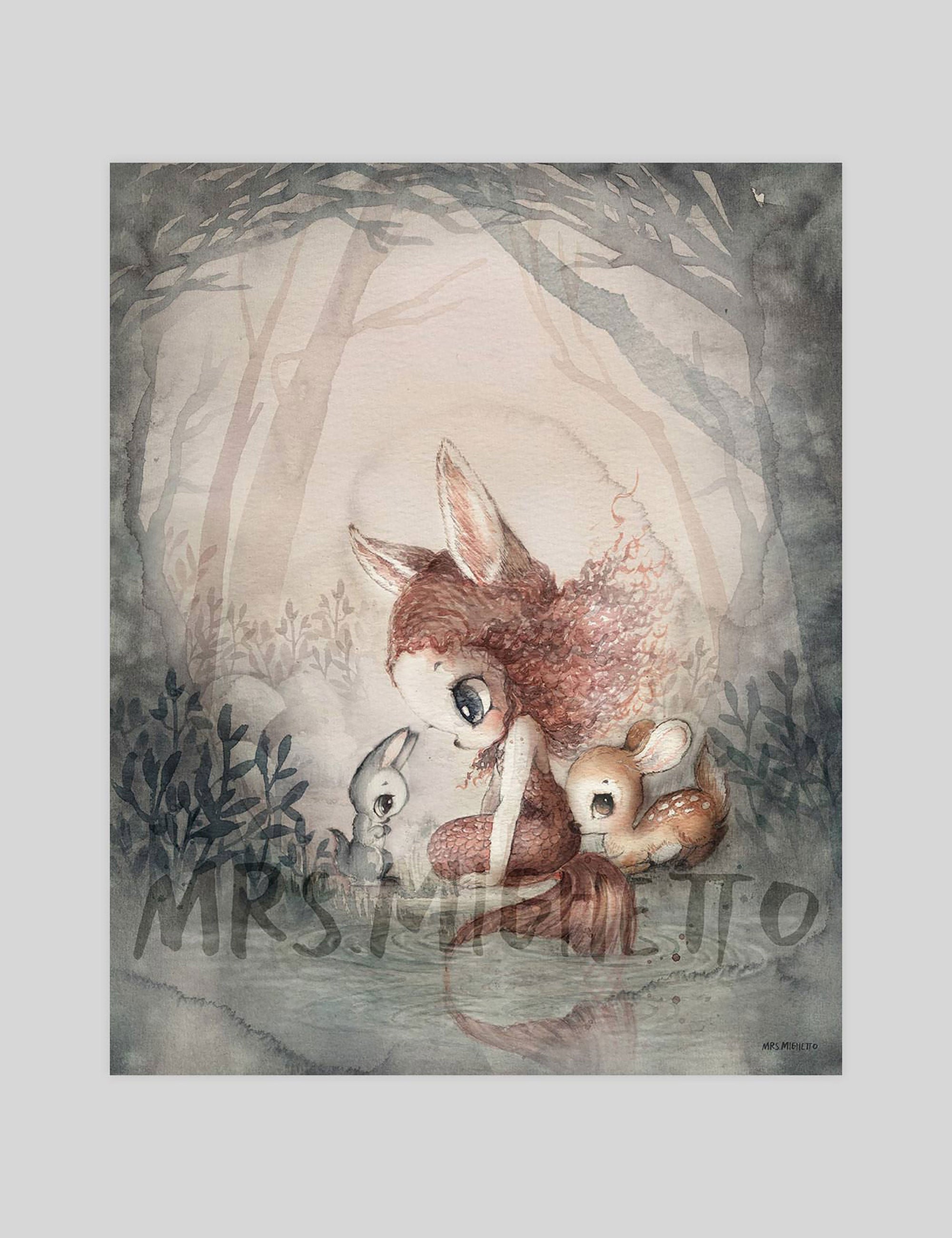 Mrs Mighetto Miss Laura gallery quality art print produced using 100% cotton rag textured art paper and pigment based archival inks in New Zealand.