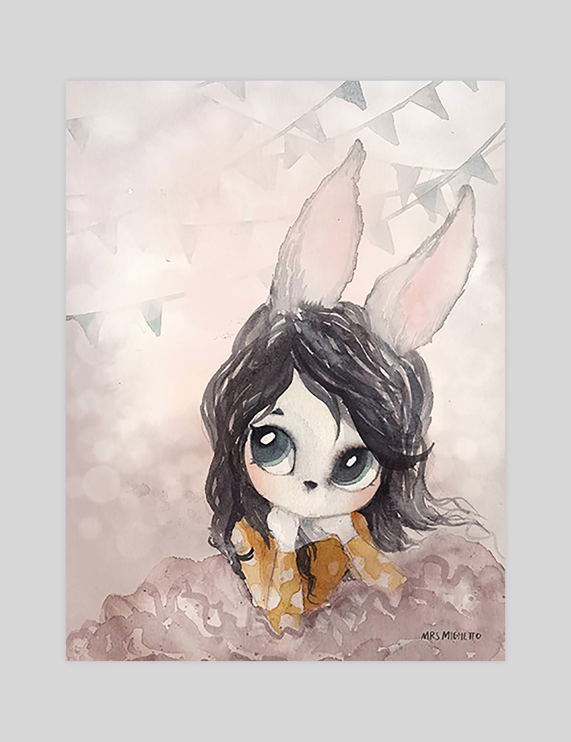 Mrs Mighetto Miss Lola gallery quality art print produced using 100% cotton rag textured art paper and pigment based archival inks in New Zealand.