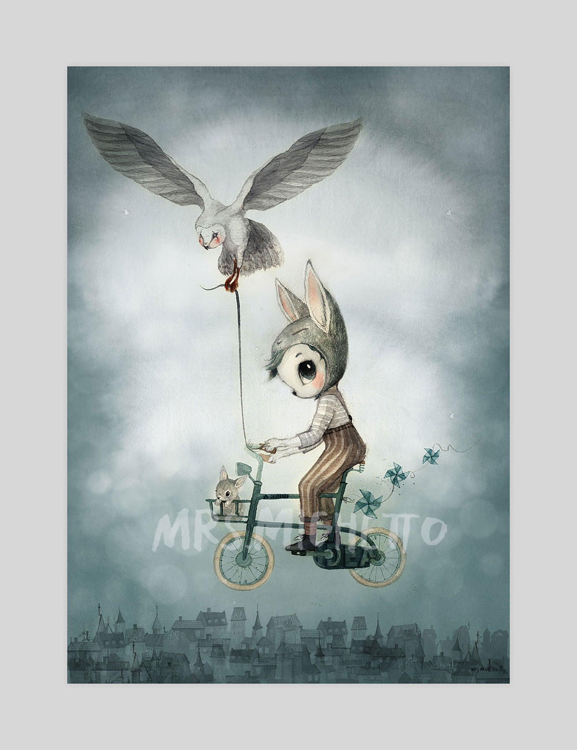 Mrs Mighetto Mr Simon gallery quality art print produced using 100% cotton rag textured art paper and pigment based archival inks in New Zealand.