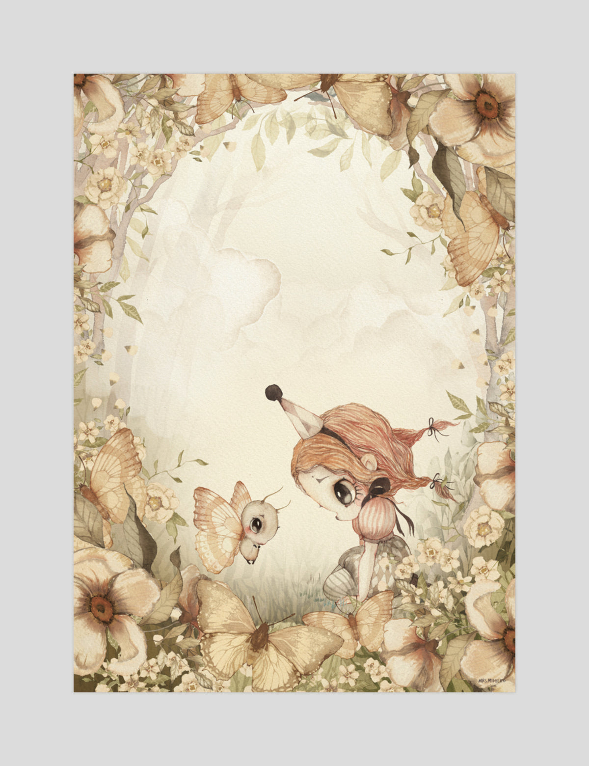 Mrs Mighetto The Rose Forest gallery quality art print produced using 100% cotton rag textured art paper and pigment based archival inks in New Zealand.