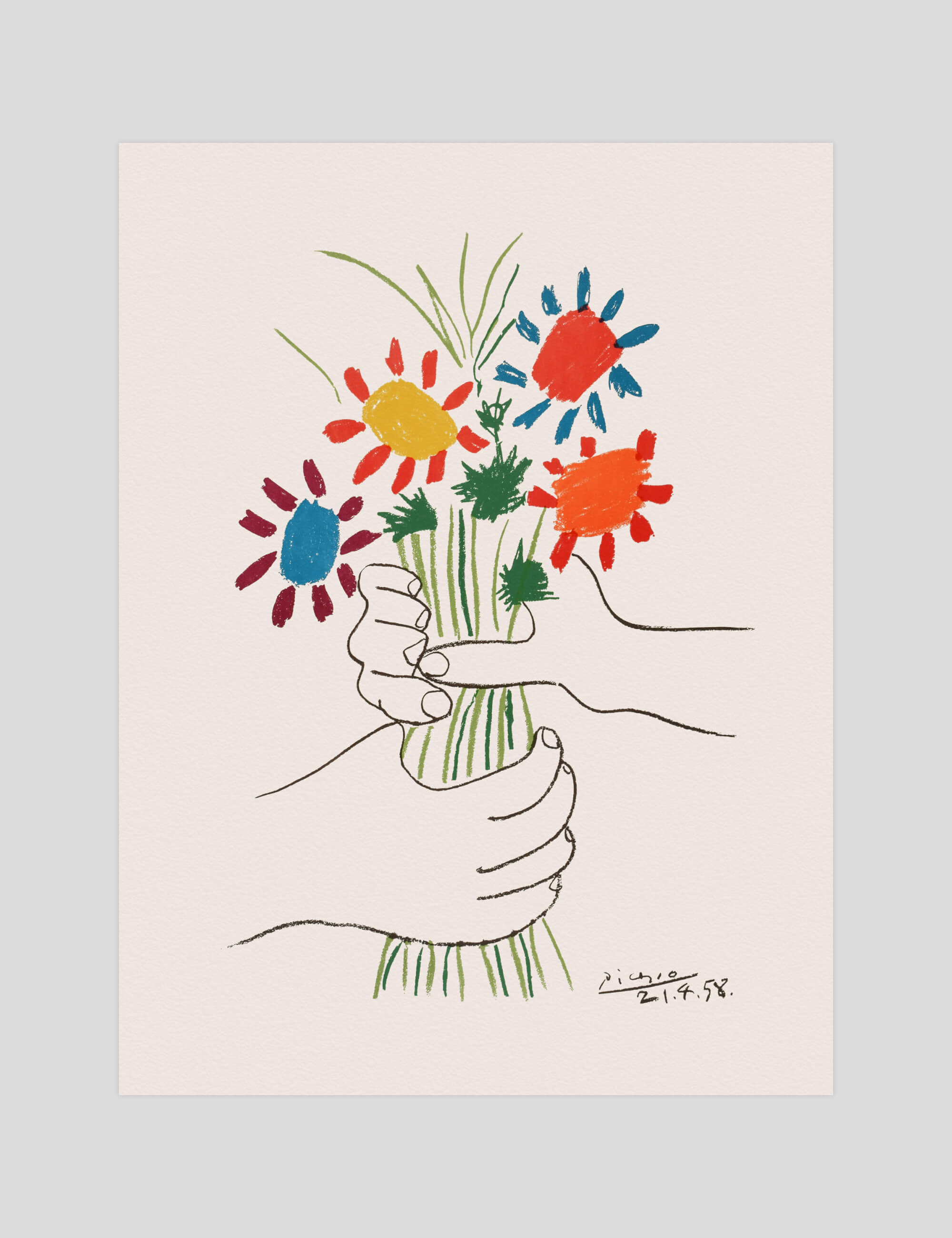 Pablo Picasso Bouquet Of Peace gallery quality art print produced using 100% cotton rag textured art paper and pigment based archival inks in New Zealand.
