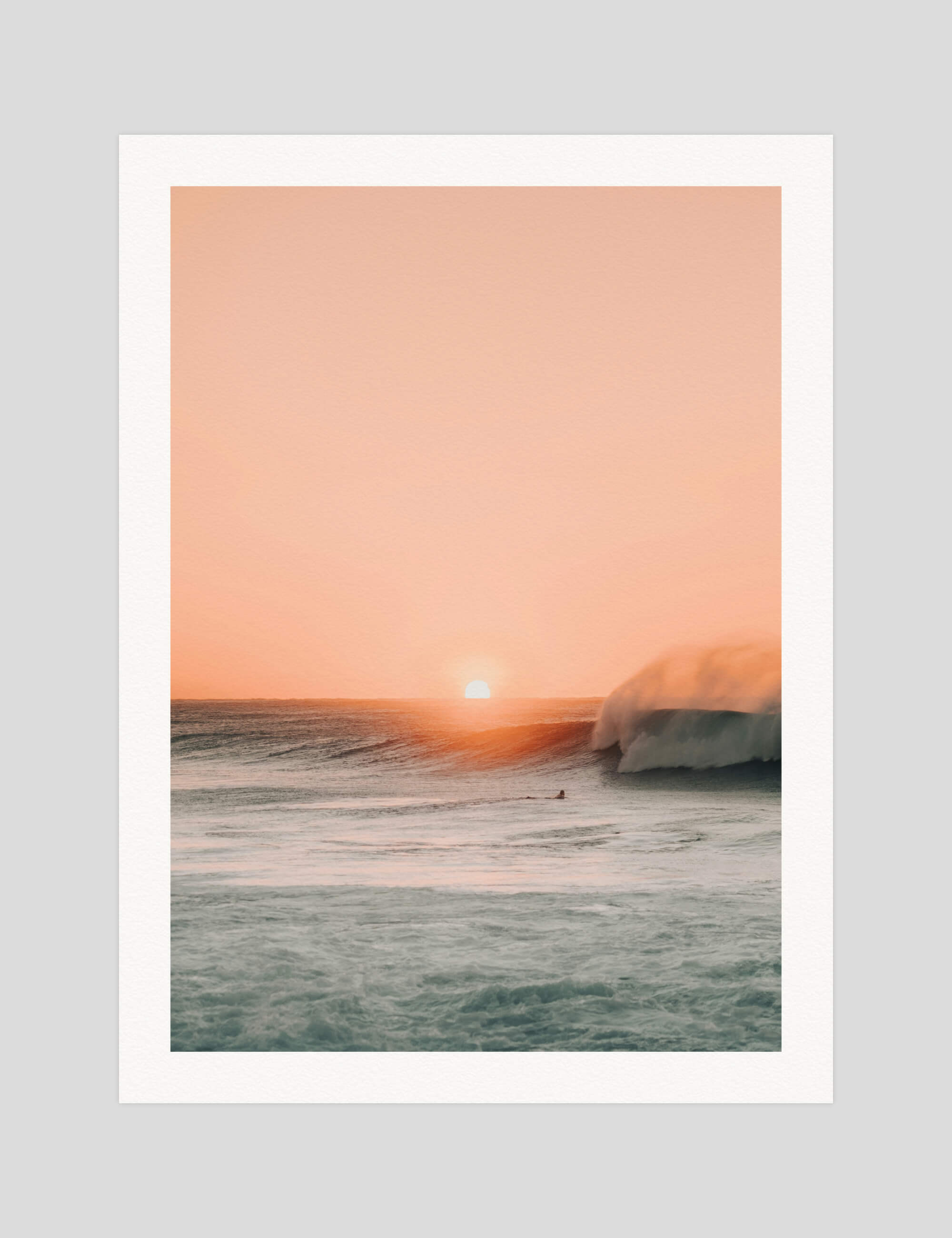 Peach Sunset gallery quality art print produced using 100% cotton rag textured art paper and pigment based archival inks in New Zealand.
