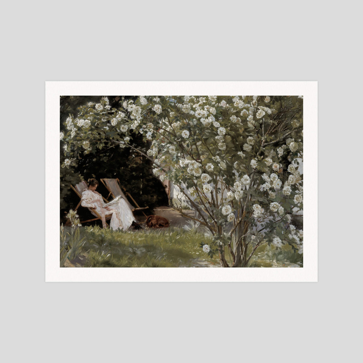 Peder Severin Kroyer Marie in a Deckchair Reading gallery quality art print produced using 100% cotton rag textured art paper and pigment based archival inks in New Zealand.