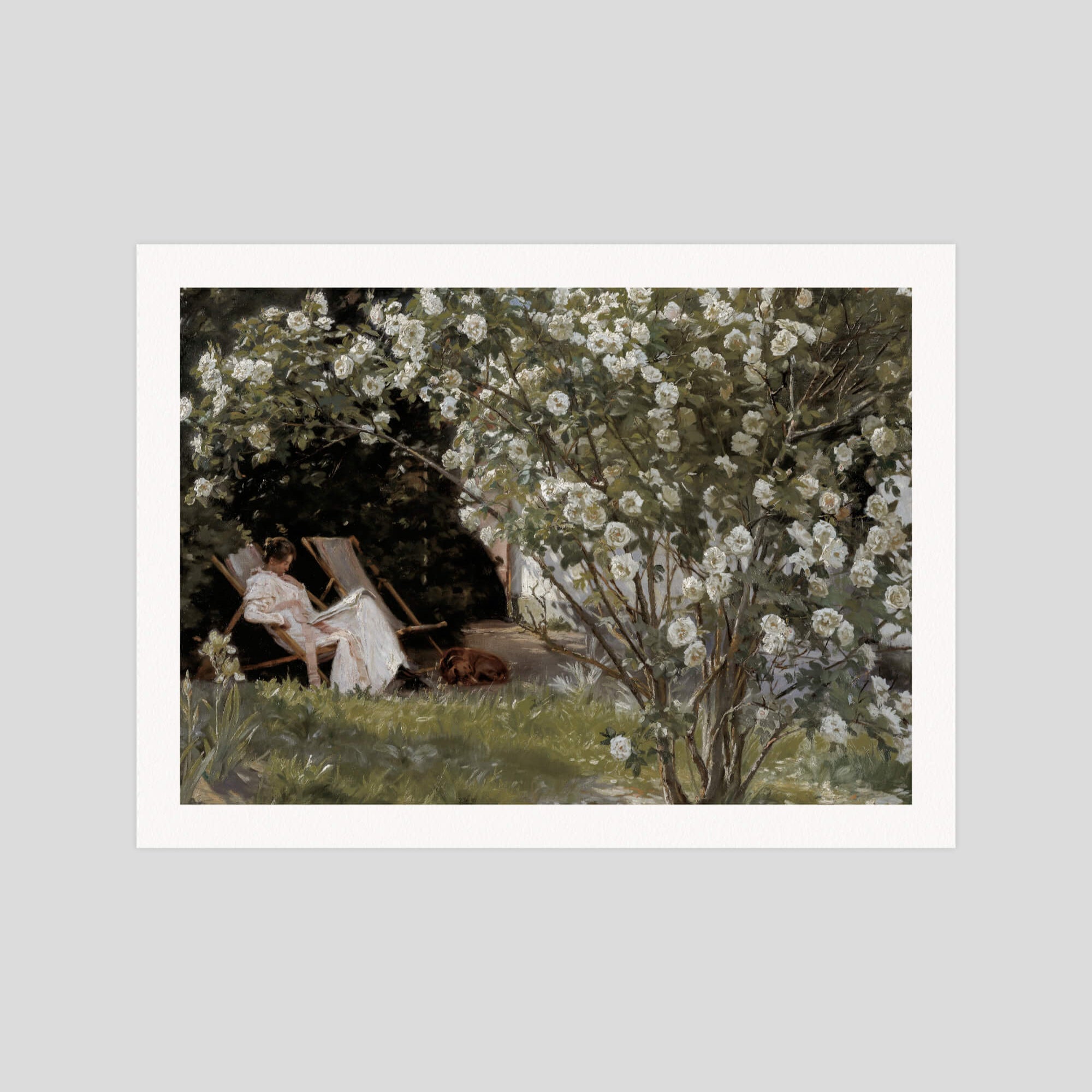 Peder Severin Kroyer Marie in a Deckchair Reading gallery quality art print produced using 100% cotton rag textured art paper and pigment based archival inks in New Zealand.