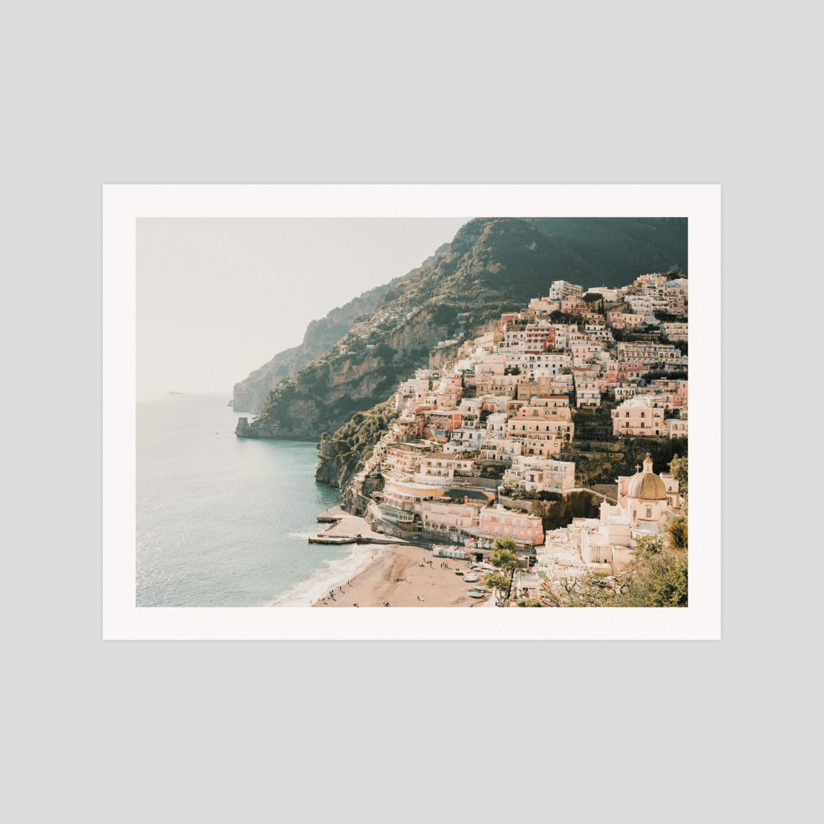 Positano gallery quality art print produced using 100% cotton rag textured art paper and pigment based archival inks in New Zealand.
