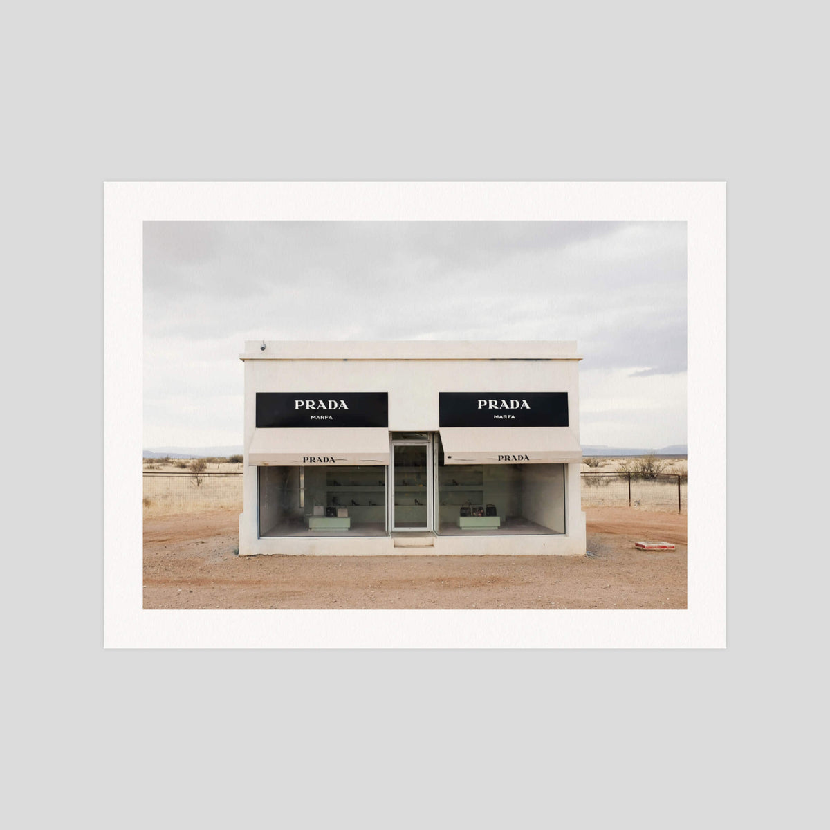 Prada Marfa gallery quality art print produced using 100% cotton rag textured art paper and pigment based archival inks in New Zealand.
