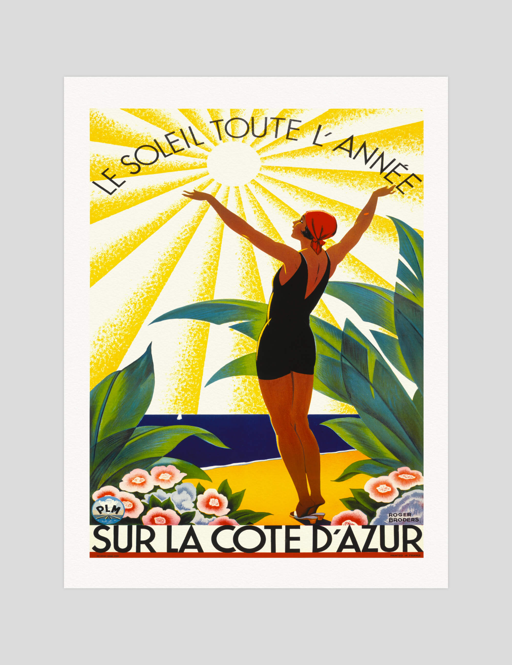 Roger Broders Cote D'Azur gallery quality art print produced using 100% cotton rag textured art paper and pigment based archival inks in New Zealand.