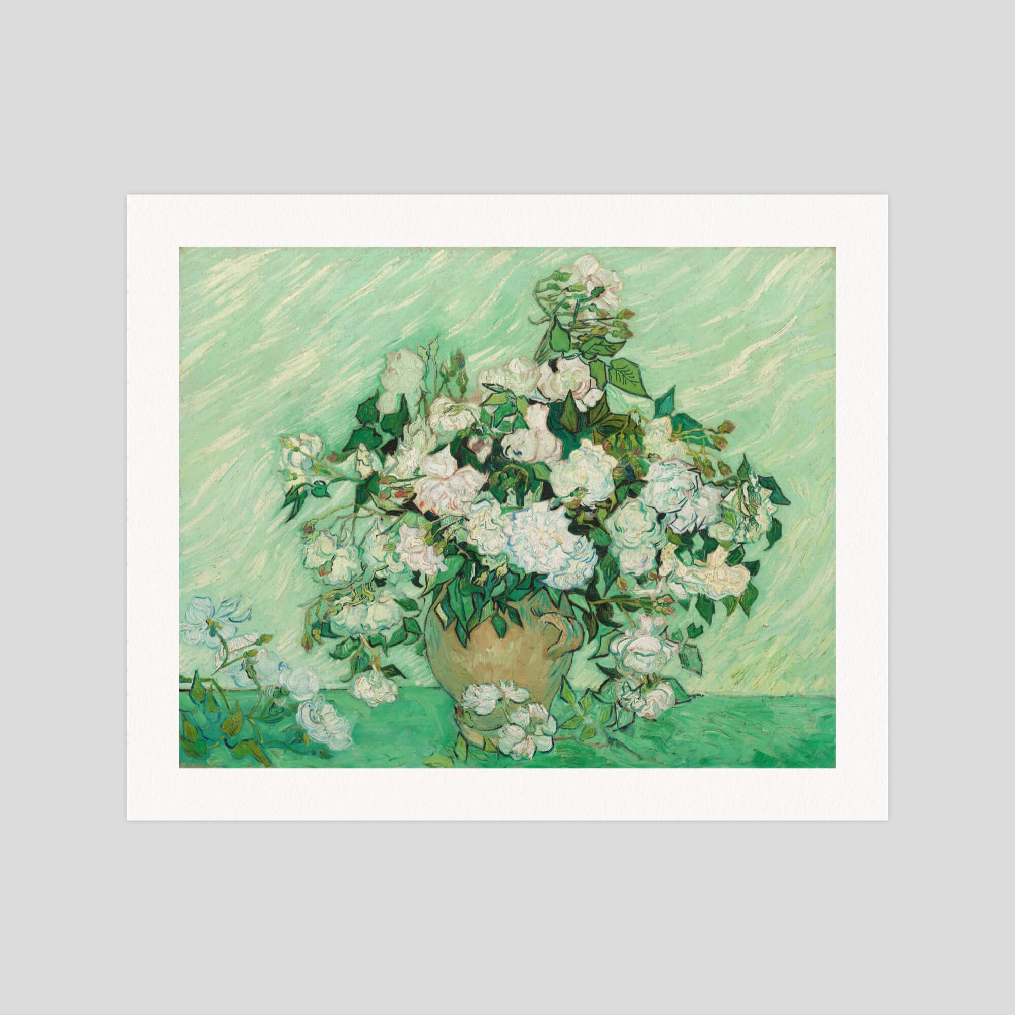 Vincent van Gogh Roses gallery quality art print produced using 100% cotton rag textured art paper and pigment based archival inks in New Zealand.