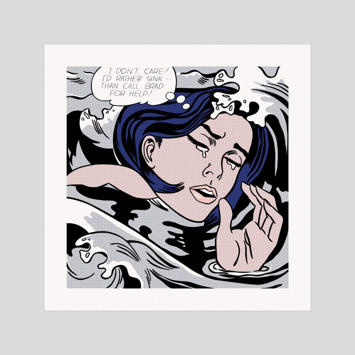 Roy Lichtenstein Drowning Girl gallery quality art print produced using 100% cotton rag textured art paper and pigment based archival inks in New Zealand.