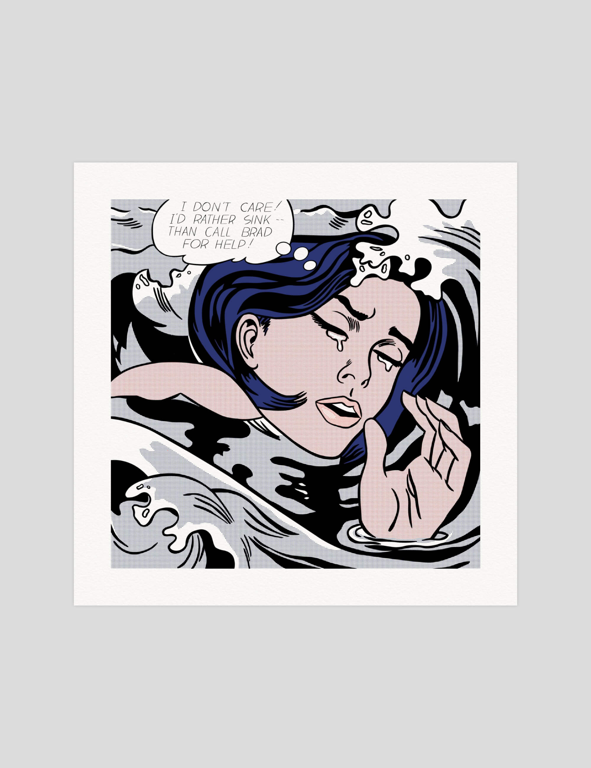 Roy Lichtenstein Drowning Girl gallery quality art print produced using 100% cotton rag textured art paper and pigment based archival inks in New Zealand.